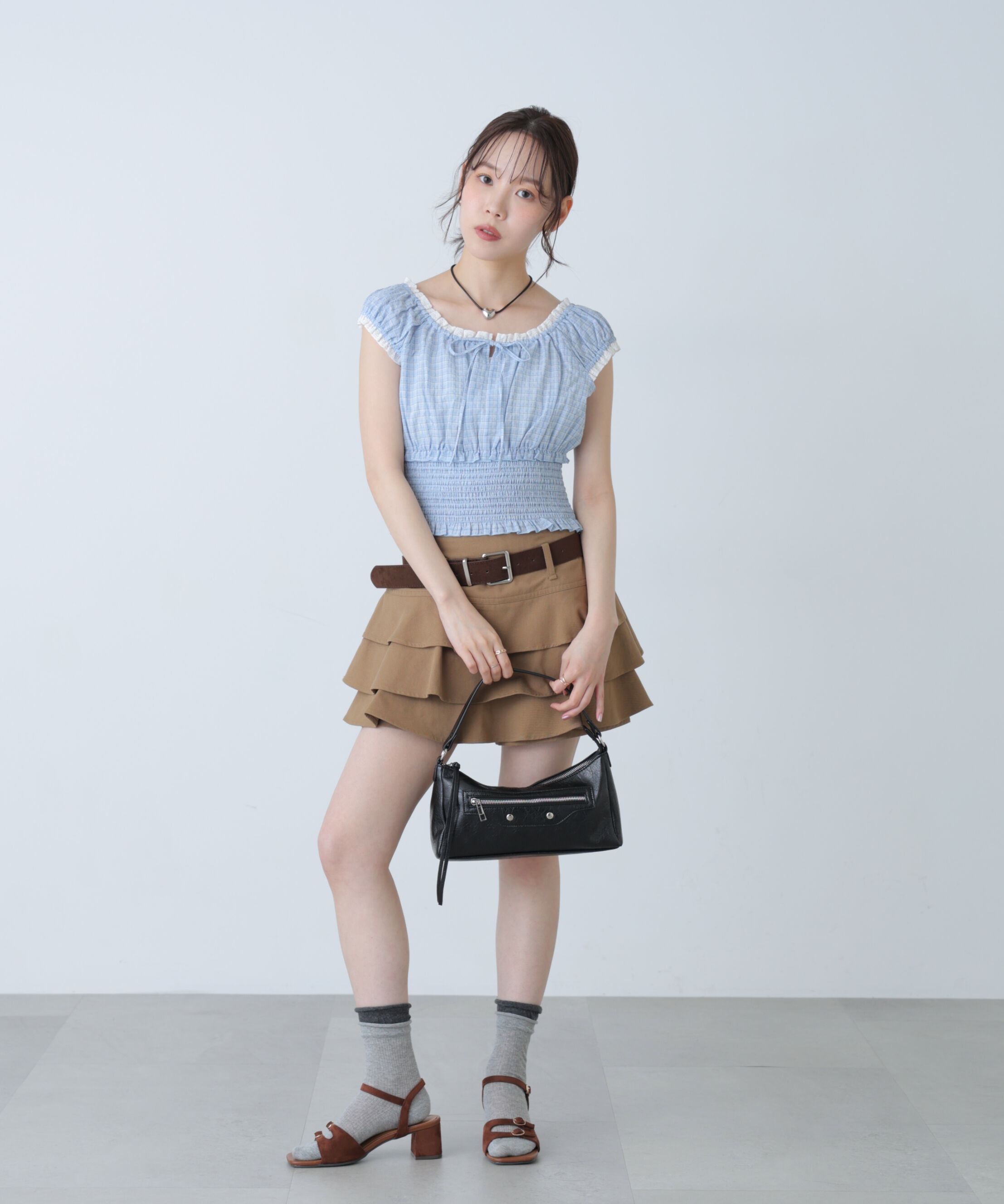  「ティアードフリルベルト付きミニスカート」|スカート|