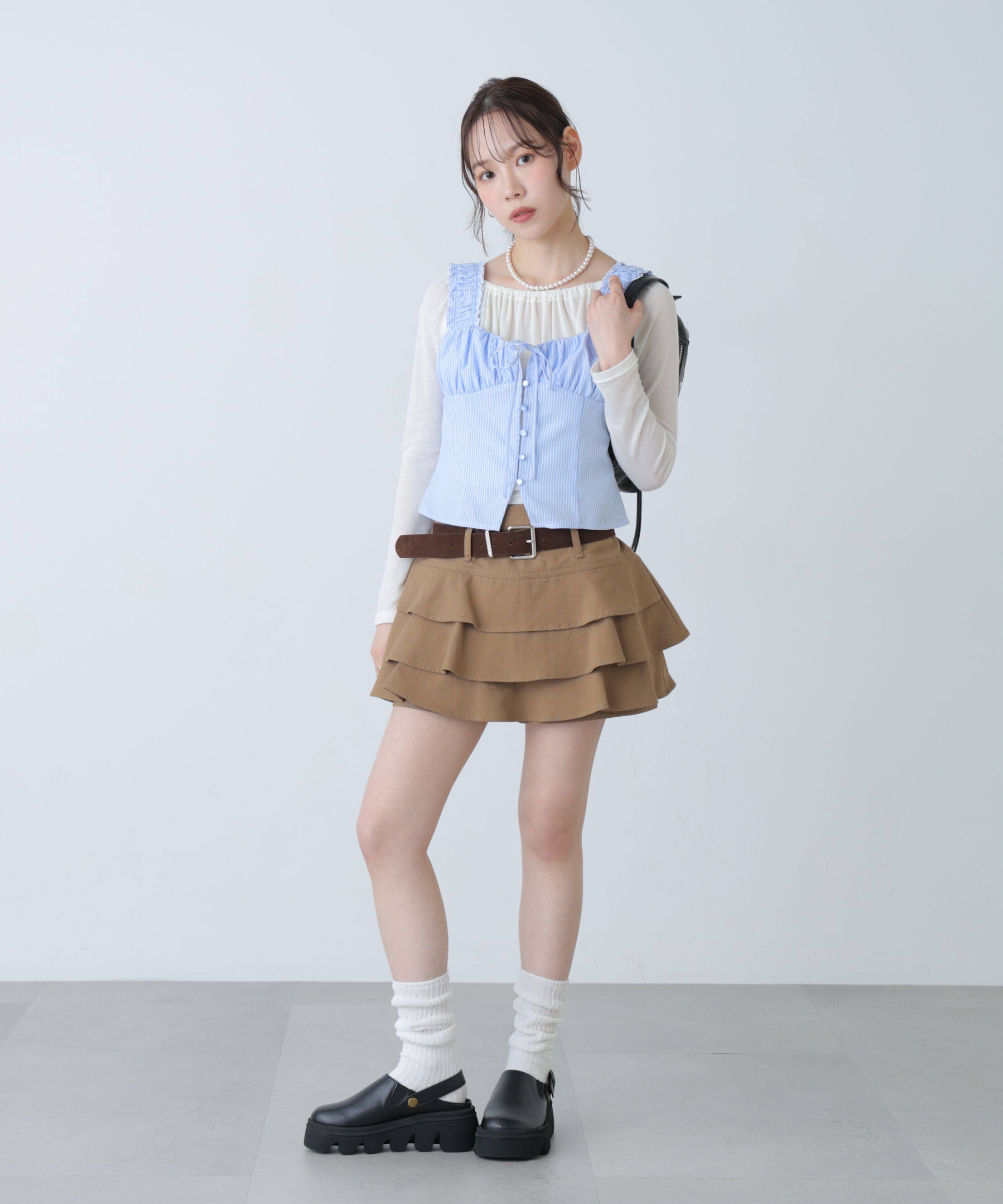  「ティアードフリルベルト付きミニスカート」|スカート|