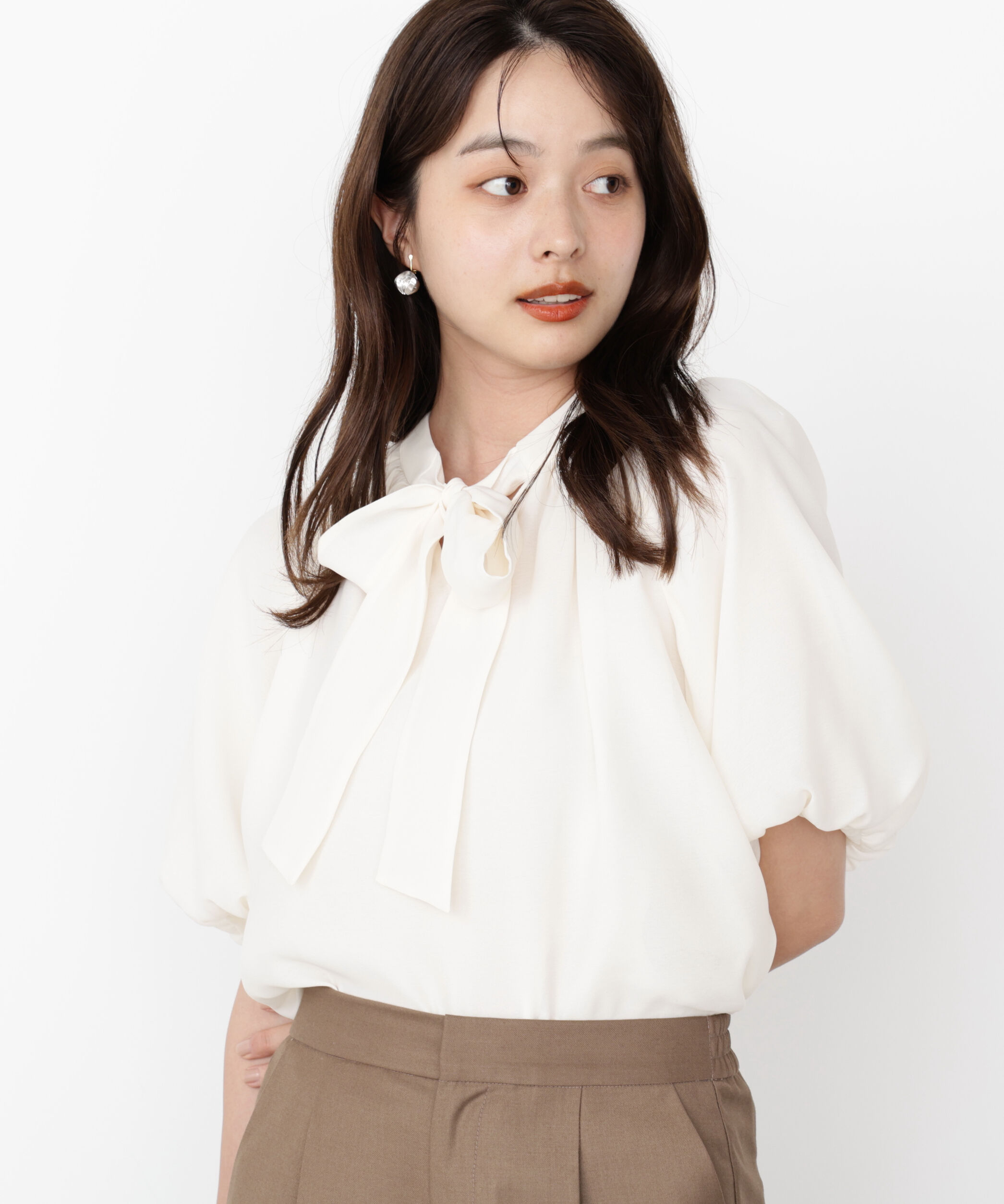 PROPORTION BODY DRESSING「バルーンスリーブリボンブラウス」|シャツ・ブラウス|