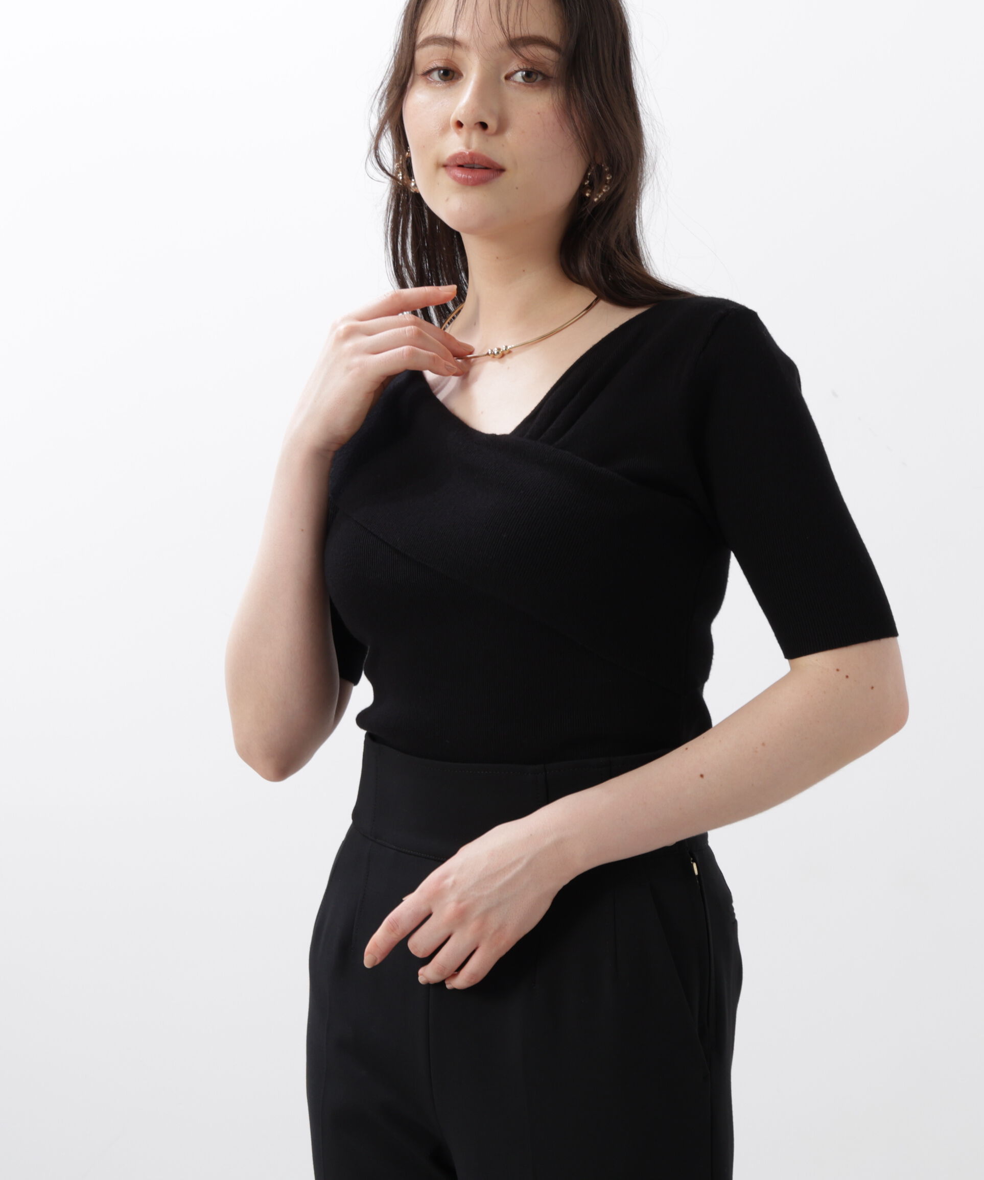  「◆アシンメトリーネックニットプルオーバー」|ニット・セーター|