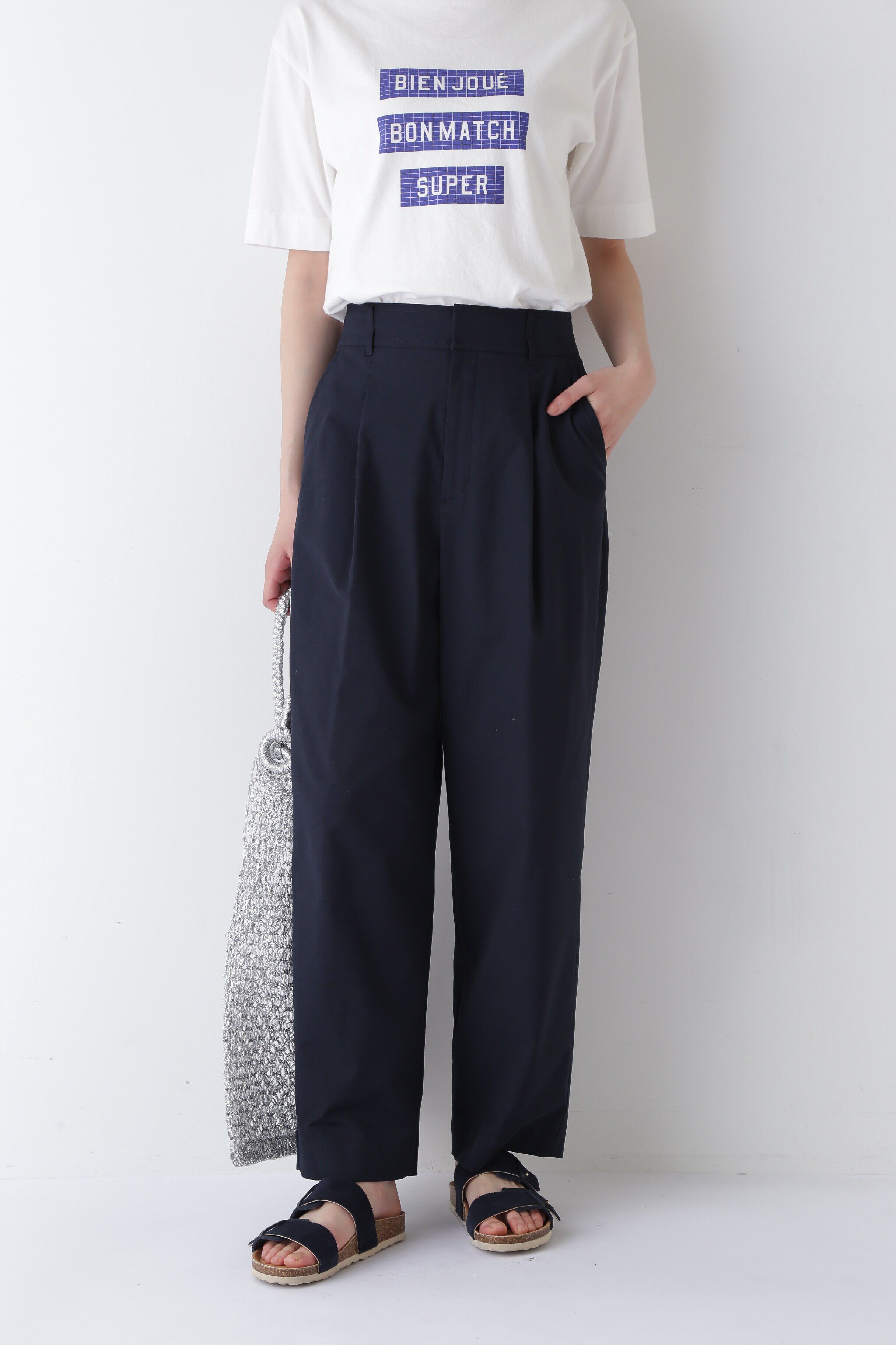  「◆PE/C/麻ストレッチパンツ」|その他|ネイビー