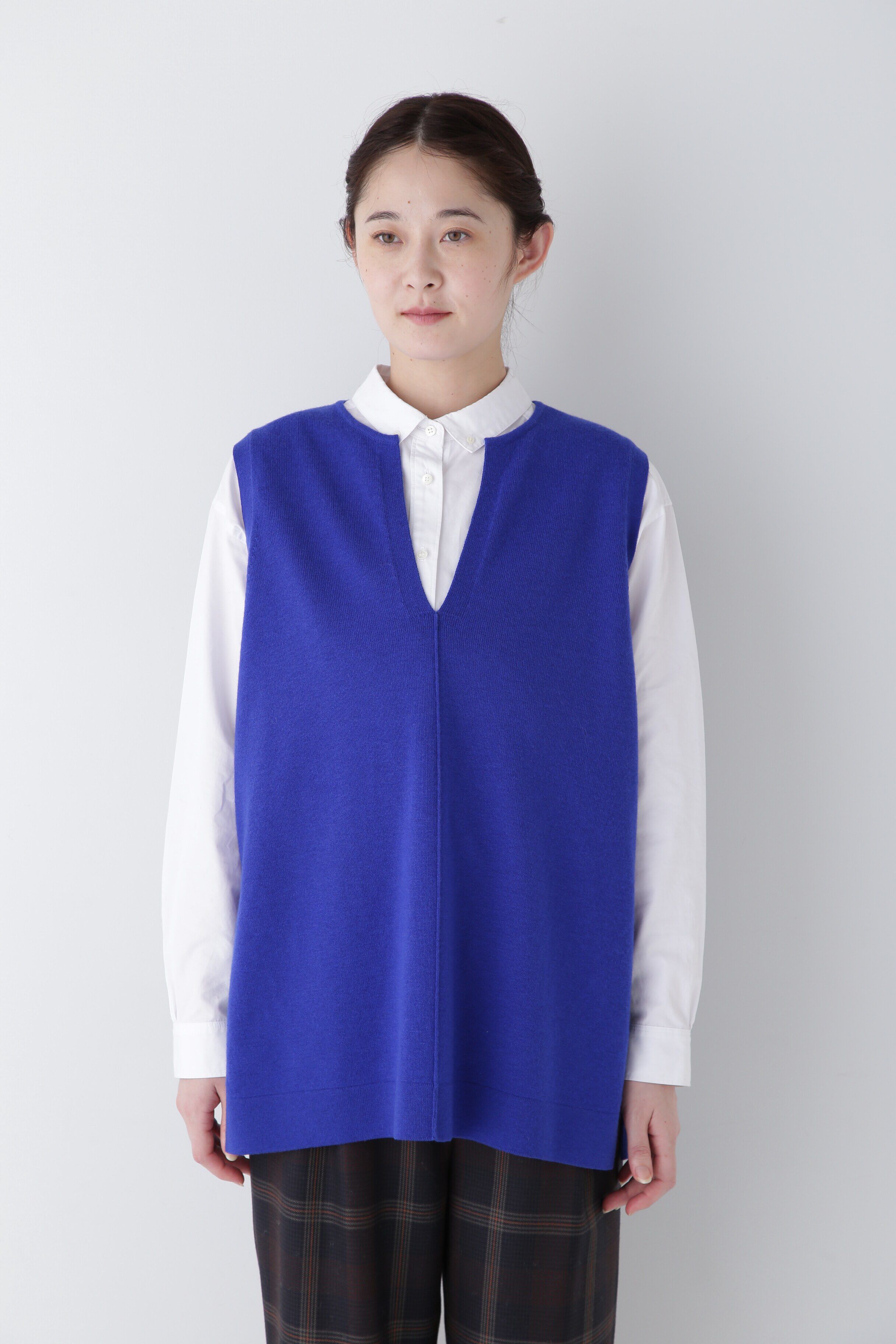  「◆キーネックミドル丈ニットベスト」|ニット・セーター|