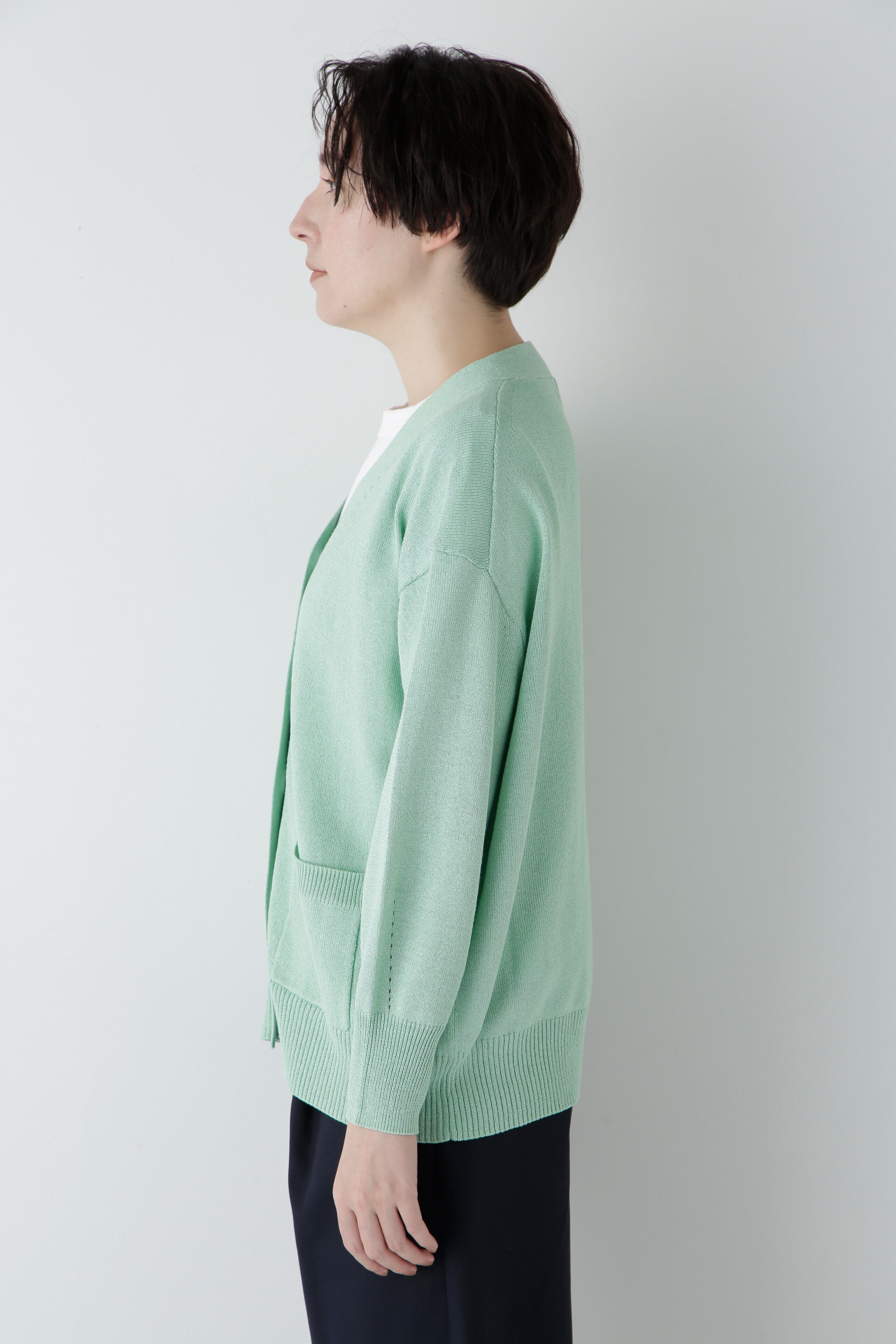  「◆【ウォッシャブル】ペーパーヤーンミドル丈カーディガン」|ニット・セーター|