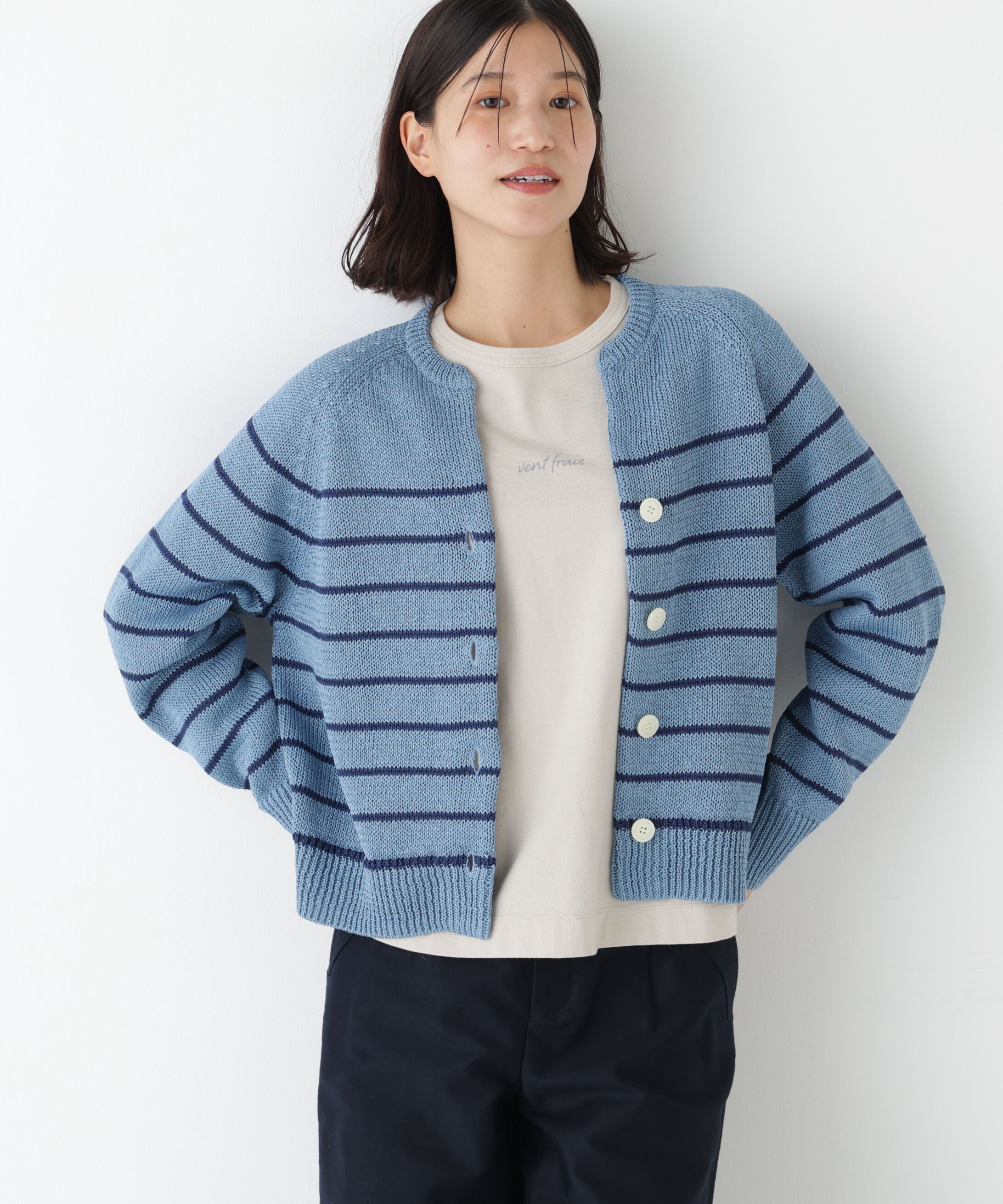  「◆《ウォッシャブル》ギマコットンキーネックカーディガン」|ニット・セーター|