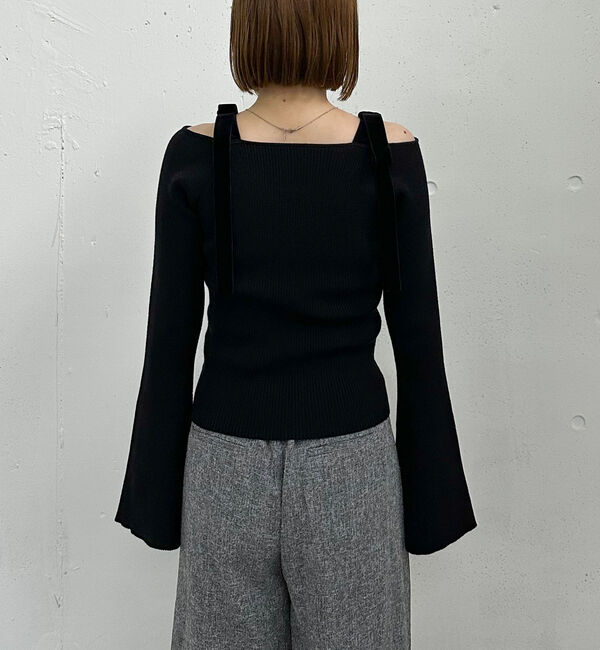 archives「ベロア肩リボンオフショルニットプルオーバー」|ニット・セーター|