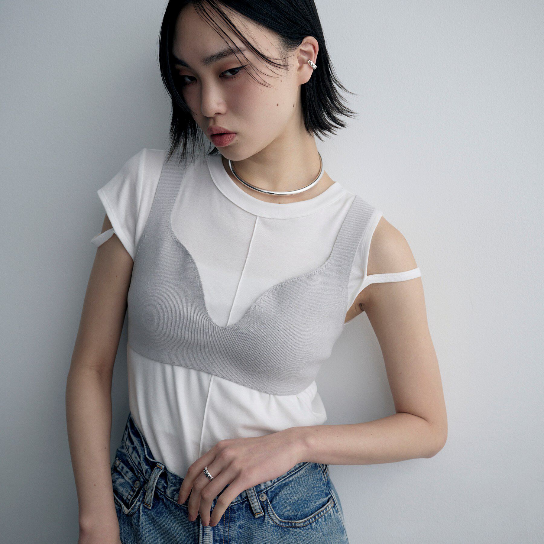 COCOSHNIK ONKITSCH「シルバー キルトイヤカフ」|イヤーカフ|