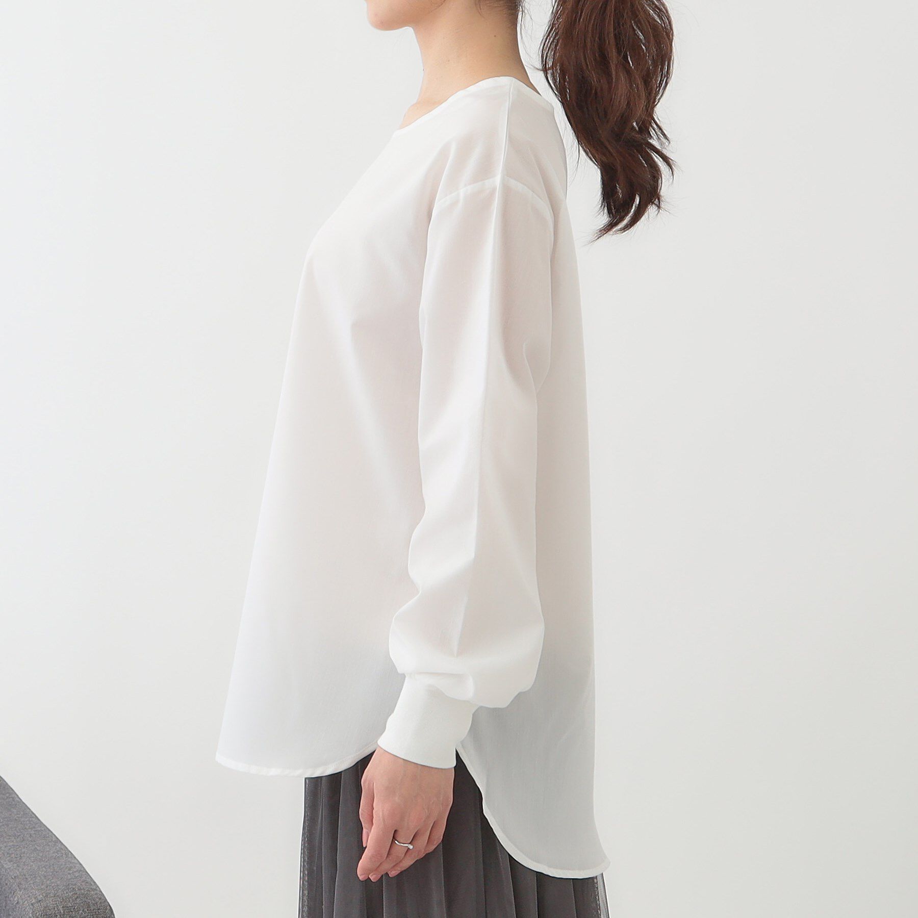 SHOO･LA･RUE「【洗える/S-LL/2点セット】透かし柄ベスト+ブラウス」|ニット・セーター|