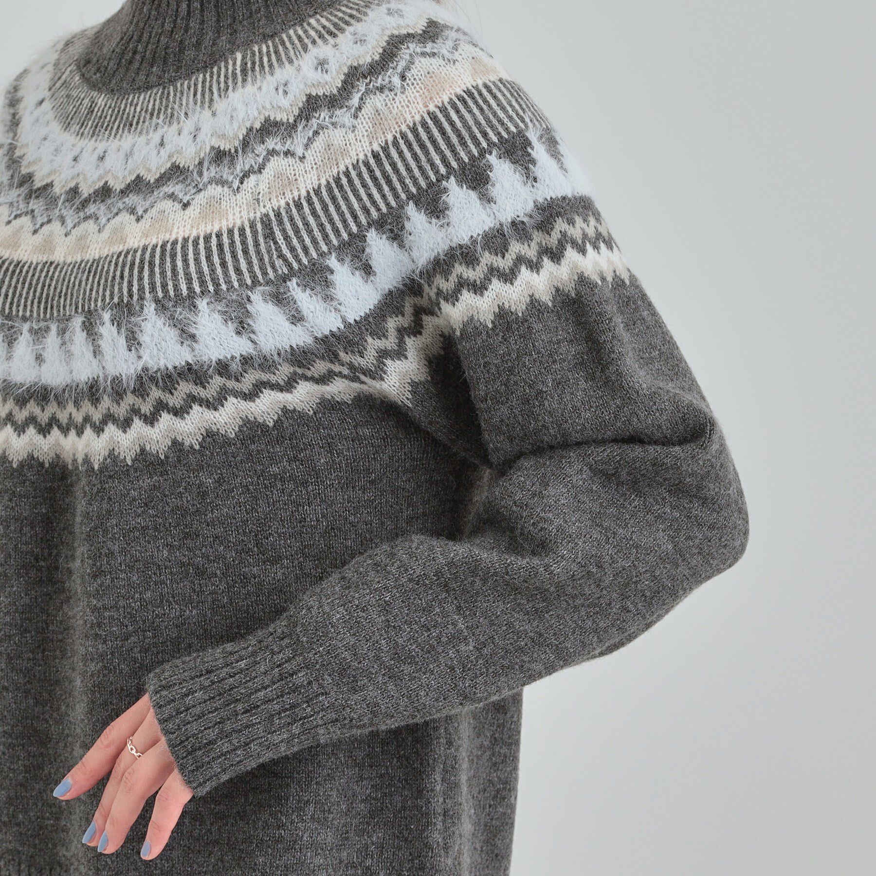 SHOO･LA･RUE「【洗濯機可/S-LL】配色が大人かわいい　フェアアイル柄求心ニット」|ニット・セーター|