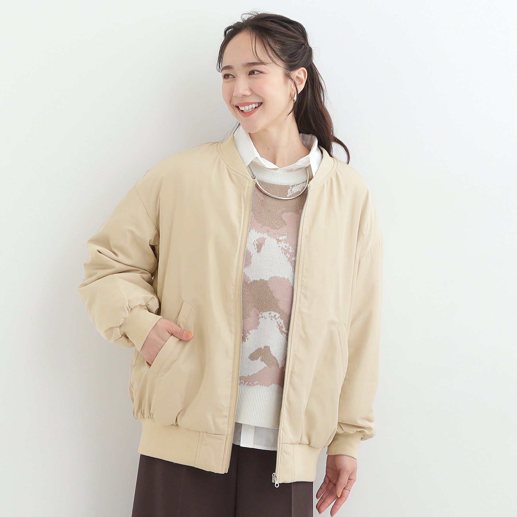 SHOO･LA･RUE「【S-LL】大人も取り入れやすい BIGシルエット MA－1ブルゾン」|ブルゾン・スタジャン|