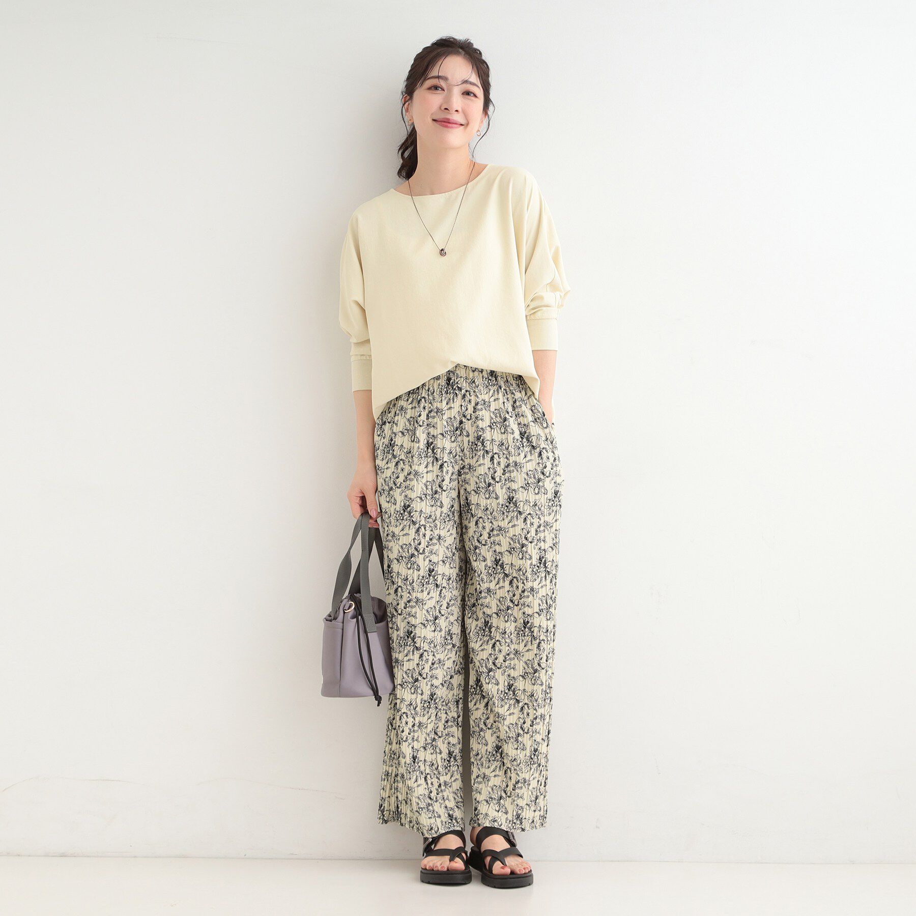 SHOO･LA･RUE「【S-LL/柄が選べる】ウエストゴムでらくちん 大人プリーツイージーパンツ」|その他|