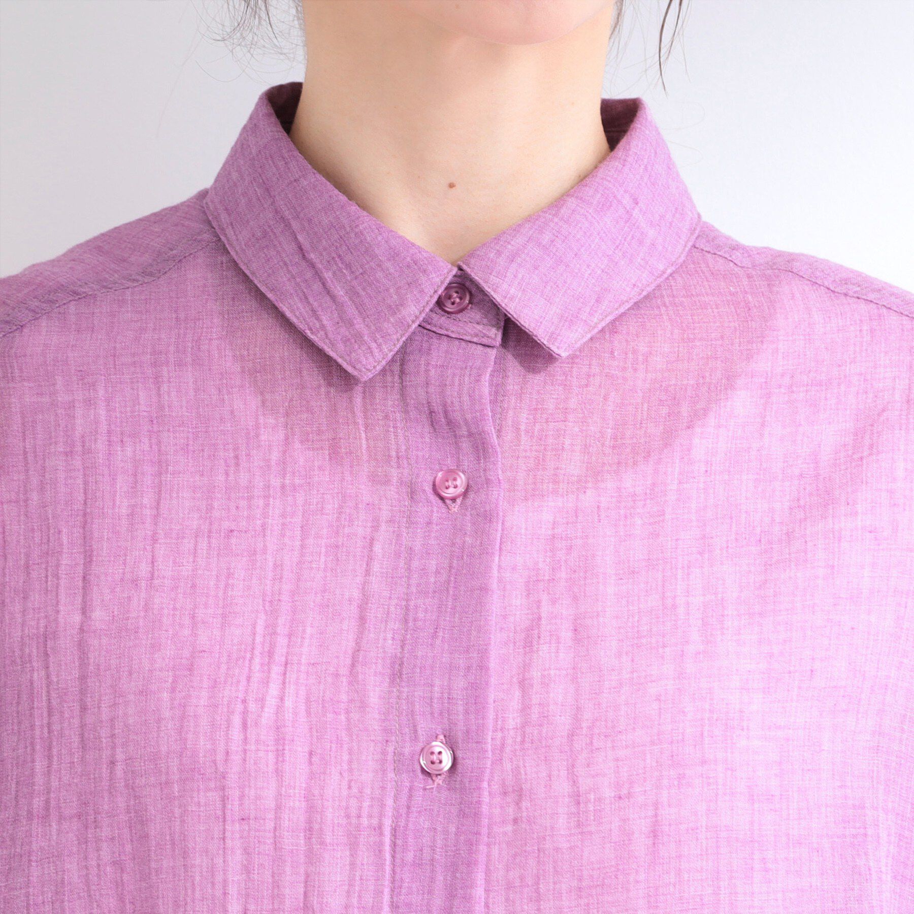 SHOO･LA･RUE「【S-LL】柔らかな透け感 5分袖シャツ」|シャツ・ブラウス|