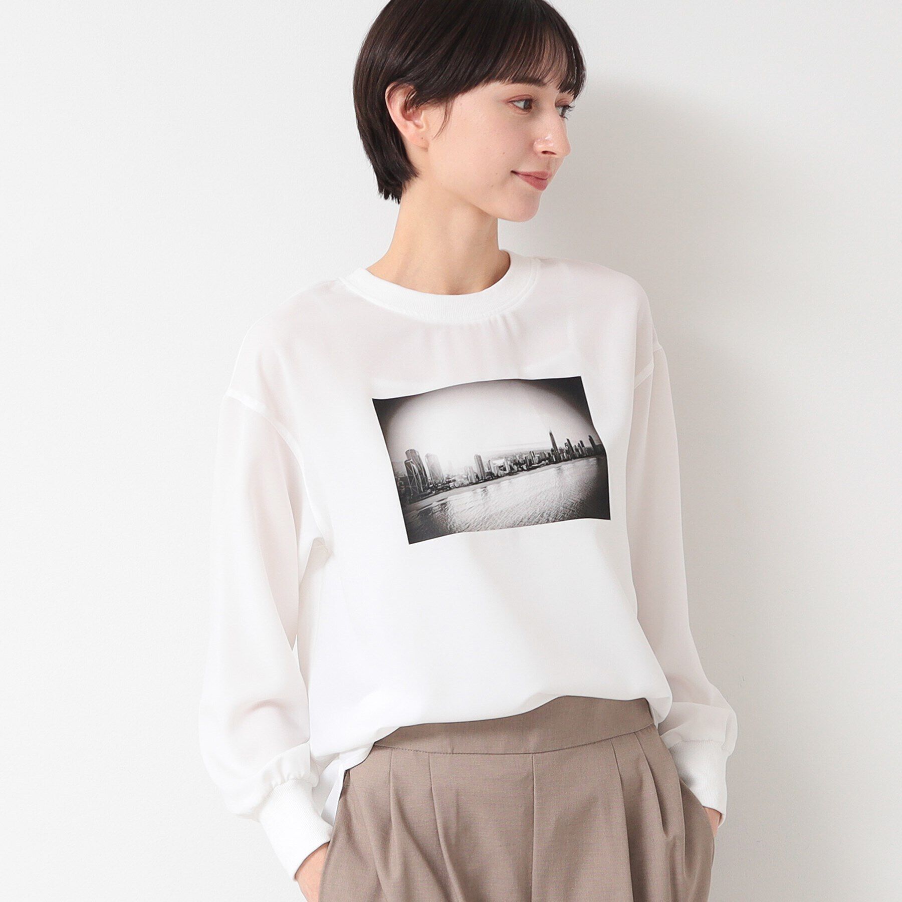 Dessin「【洗える】バックヘンリープリントブラウス（XS～L）」|シャツ・ブラウス|ホワイト(002)