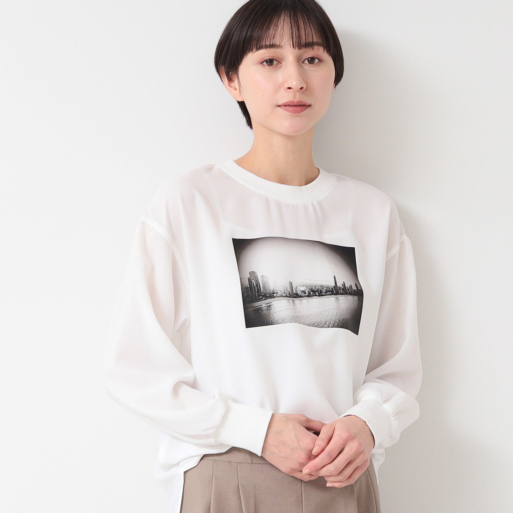 Dessin「【洗える】バックヘンリープリントブラウス（XS～L）」|シャツ・ブラウス|