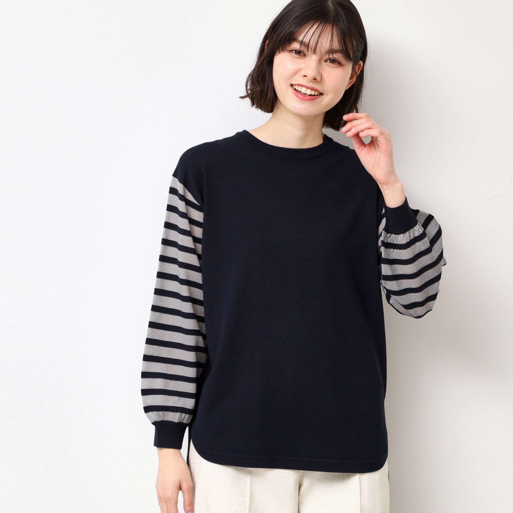 Dessin「【洗える】スリーブボーダーニット（S～L）」|ニット・セーター|