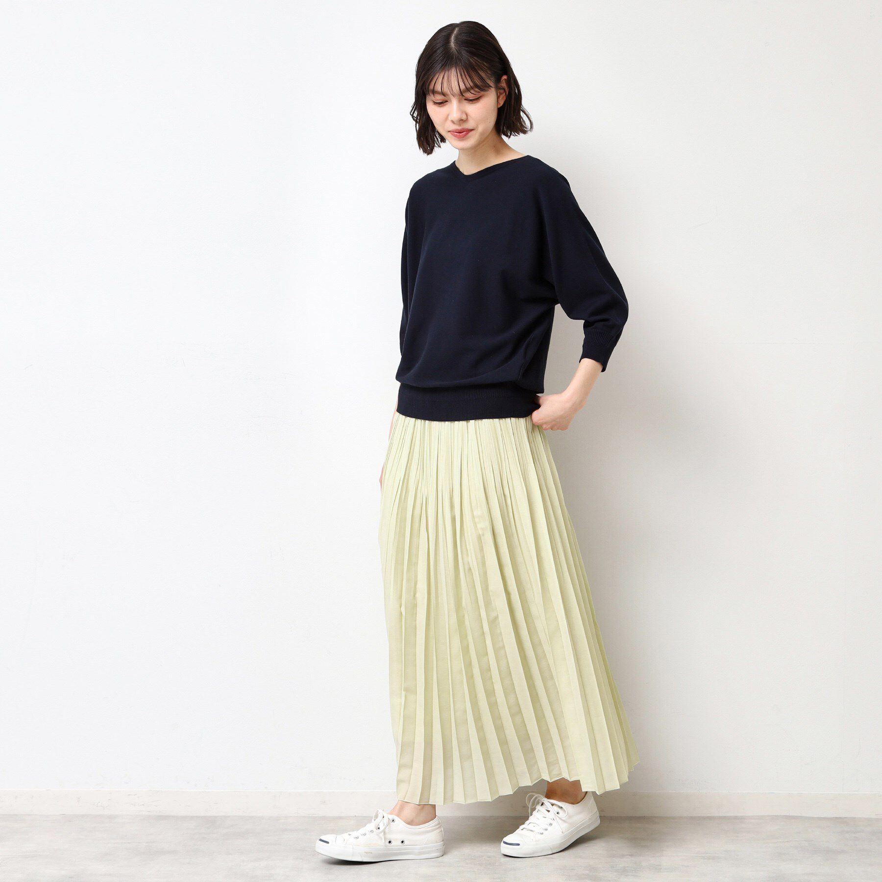 Dessin「【ウエストゴム・洗える】シアーランダムプリーツスカート」|スカート|