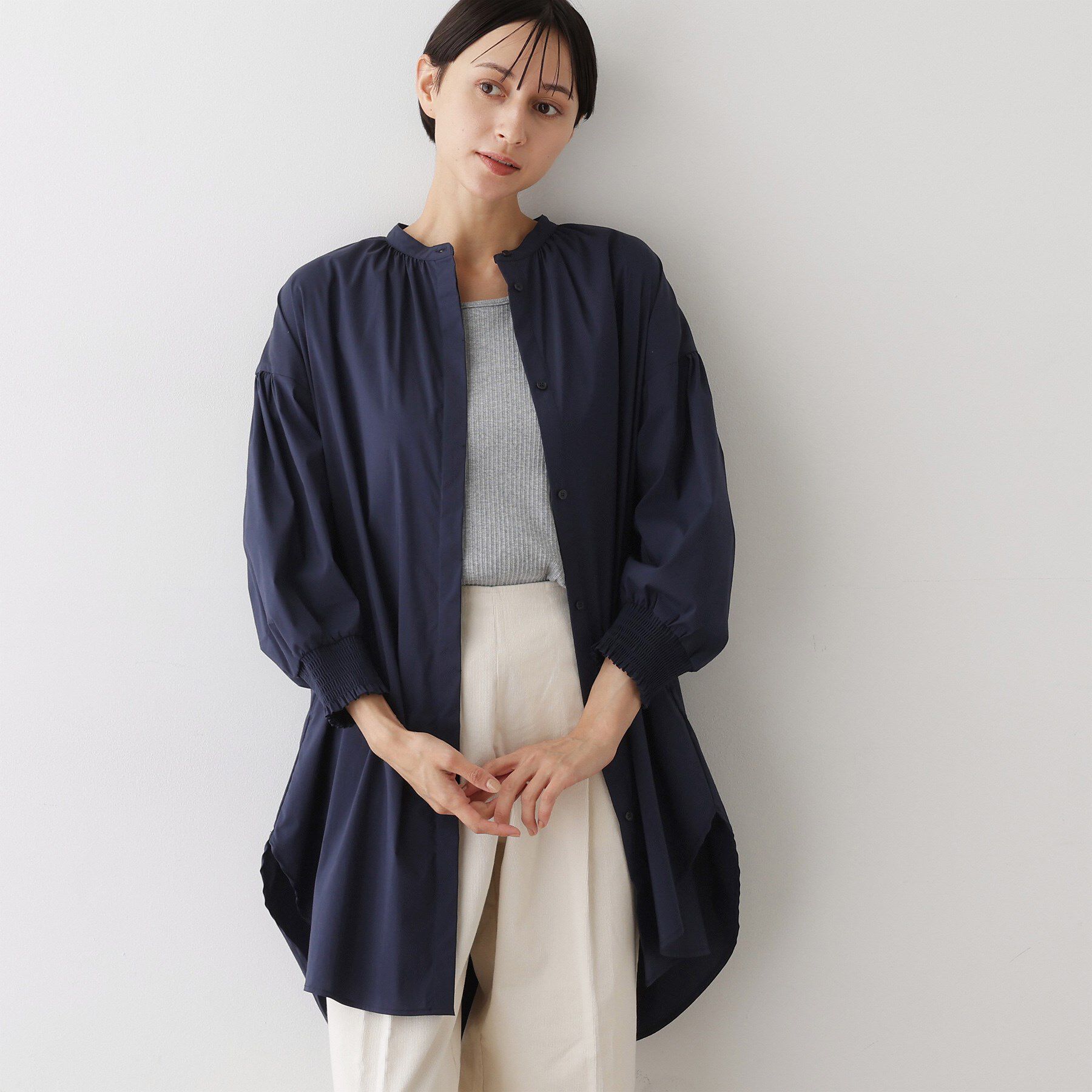 Dessin「【洗える】ラグランスリーブチュニックシャツ」|チュニック|ネイビー(094)