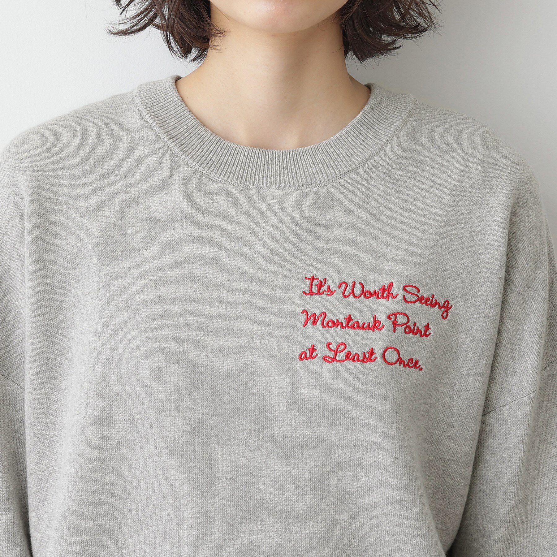 Dessin「【洗える】メッセージ刺繍入りジャカードニット」|ニット・セーター|