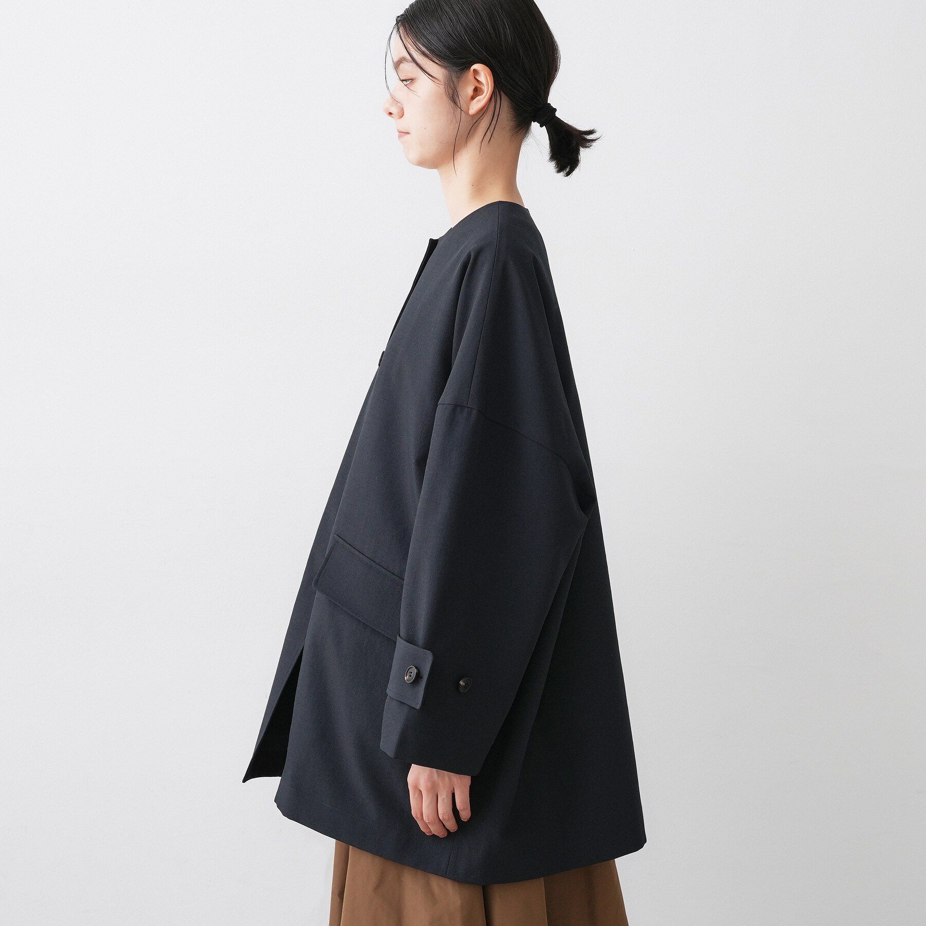 Dessin「【花粉ガード/撥水加工/洗える】クルーネックスプリングコート」|ノーカラーコート|