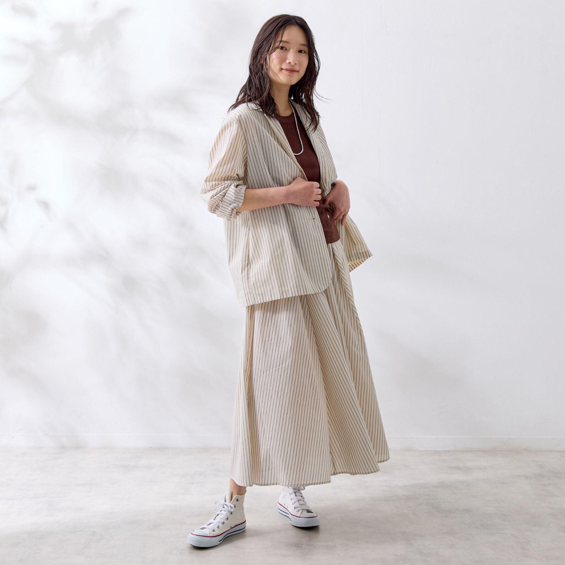 Dessin「【セットアップ可/洗える】ストライプシャツジャケット」|テーラードジャケット|