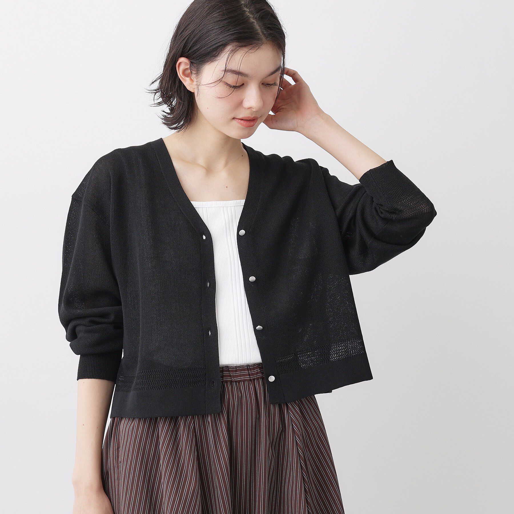 Dessin「【洗える】コットンブレンドVネックカーディガン」|カーディガン|