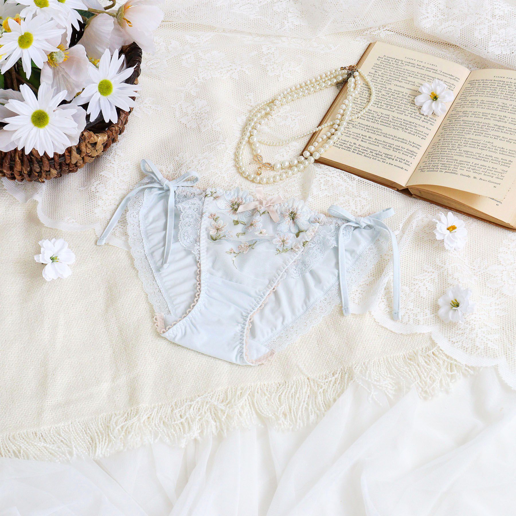 Risa Magli「アルマ リボンショーツ」|インナー|サックスブルー(09