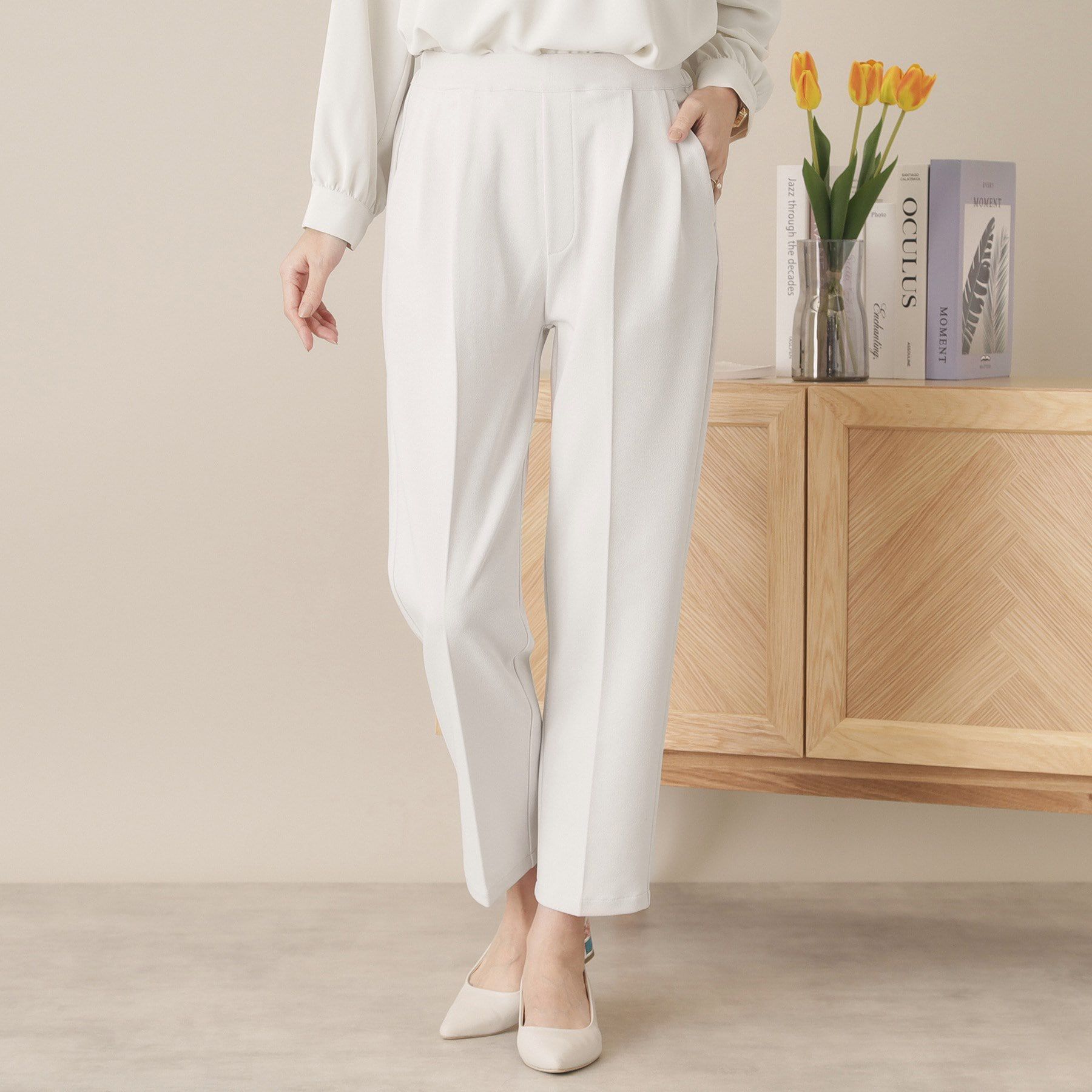 ITS&rsquo;DEMO「【通勤／手洗い可／ウエストゴム】カットジョーゼットパンツ」|その他|グレージュ(050)