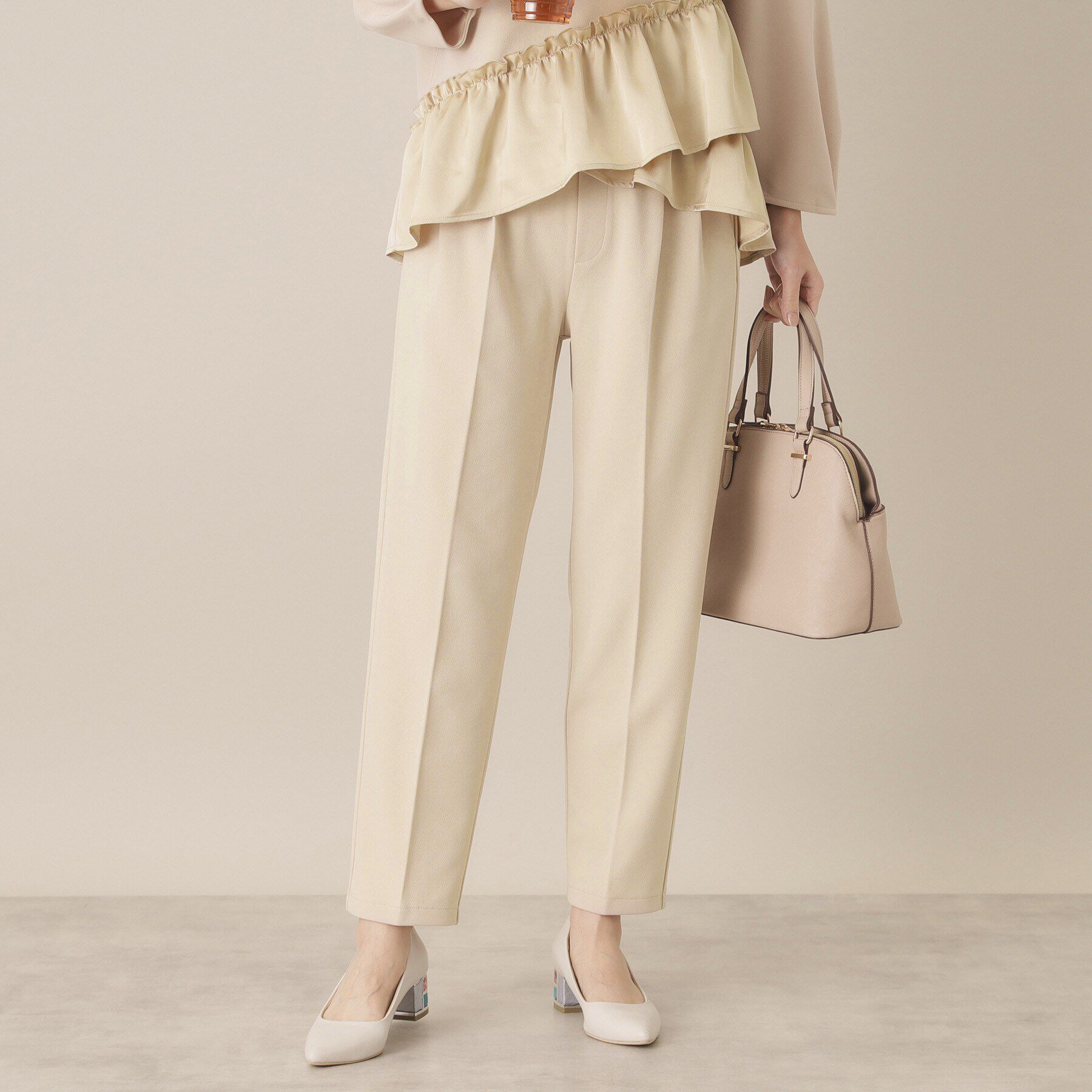 ITS&rsquo;DEMO「【通勤／手洗い可／ウエストゴム】カットジョーゼットパンツ」|その他|ベージュ(052)