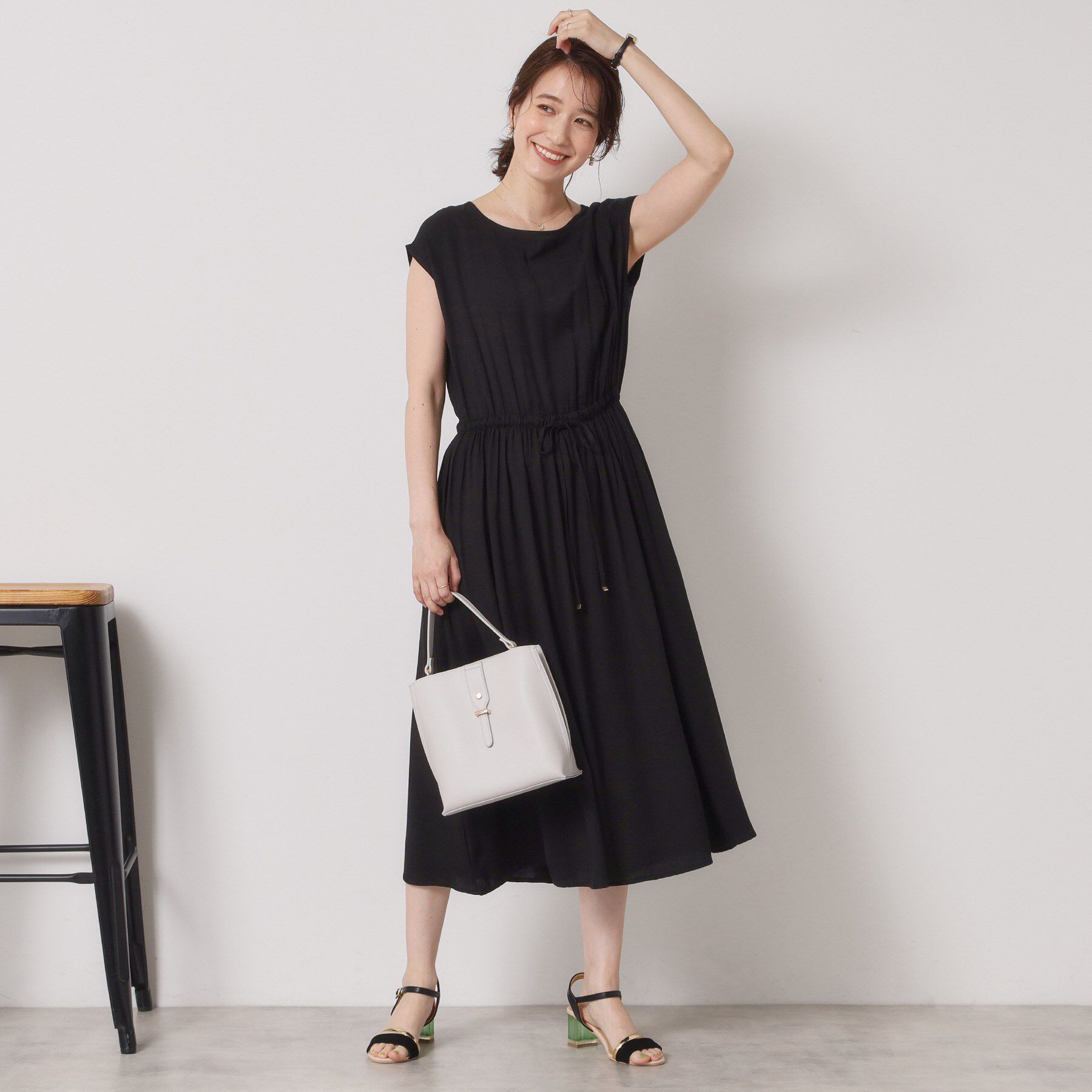 ITS&rsquo;DEMO「【さらりタッチ／手洗い可】強撚スラブブラウジングワンピース」|ワンピース|