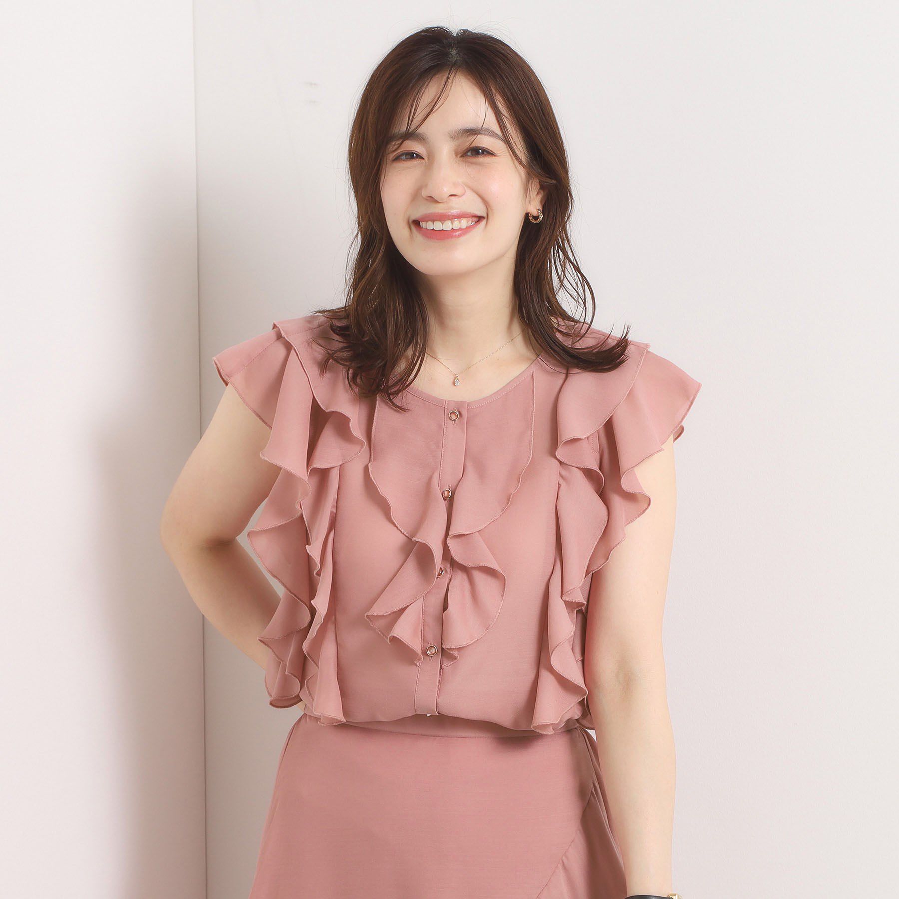 ITS&rsquo;DEMO「【手洗い可／セットアップ可】シアーフリルブラウス」|シャツ・ブラウス|ピンク(071)