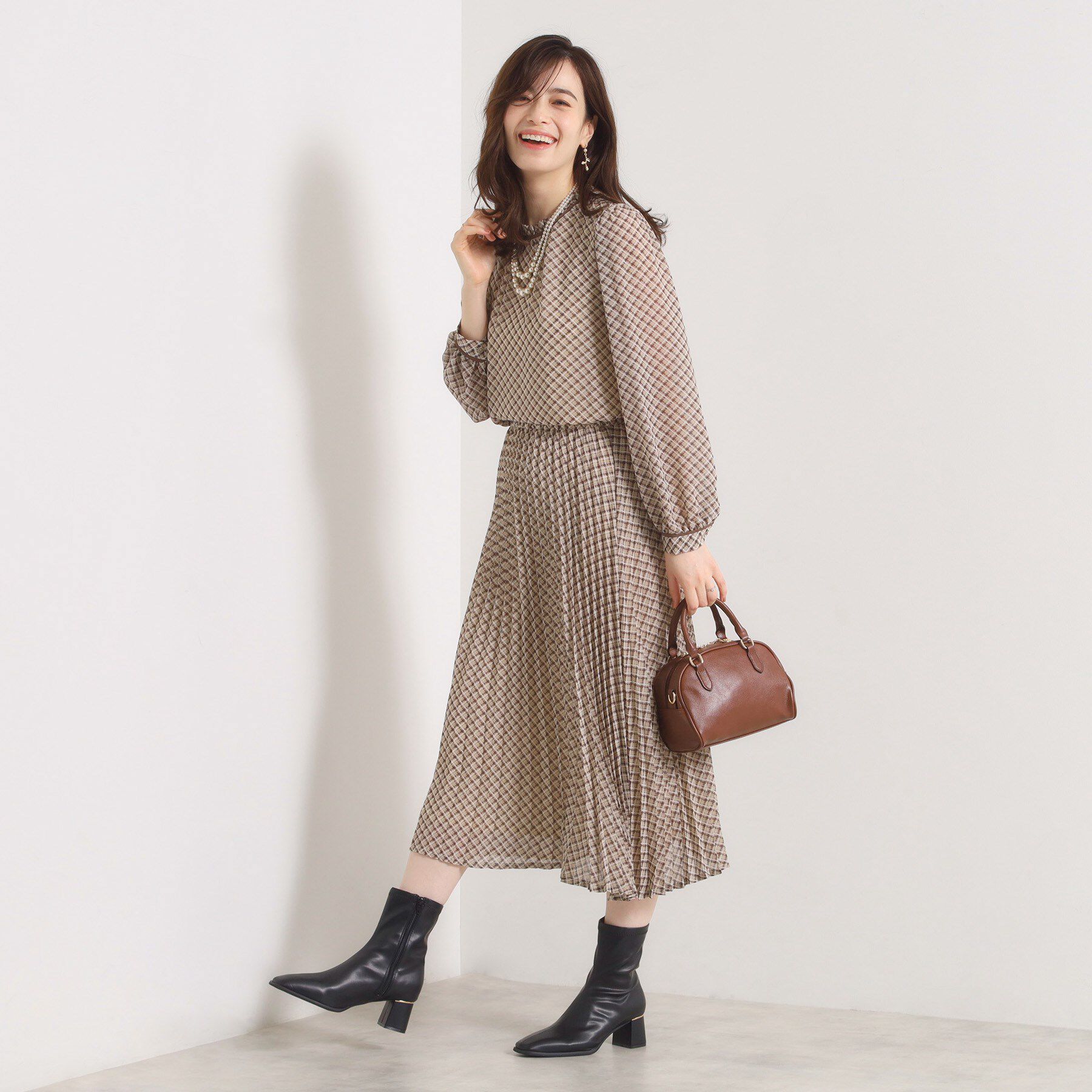 ITS&rsquo;DEMO「【手洗い可／セットアップ可】チェックスタンドフリルブラウス」|シャツ・ブラウス|