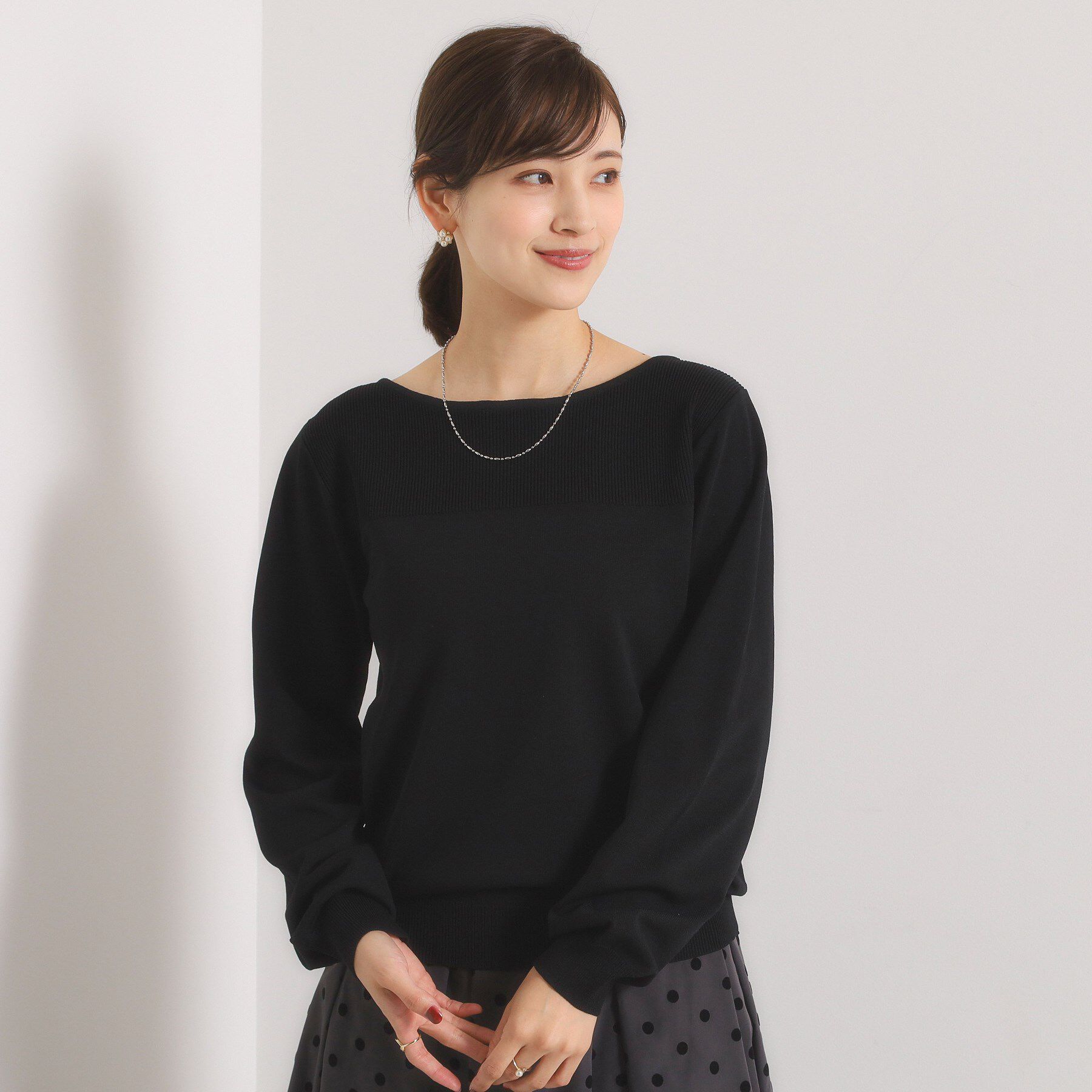 ITS&rsquo;DEMO「【縮みに強い／洗濯機OK】編地切替ニットプルオーバー」|ニット・セーター|ブラック(019)