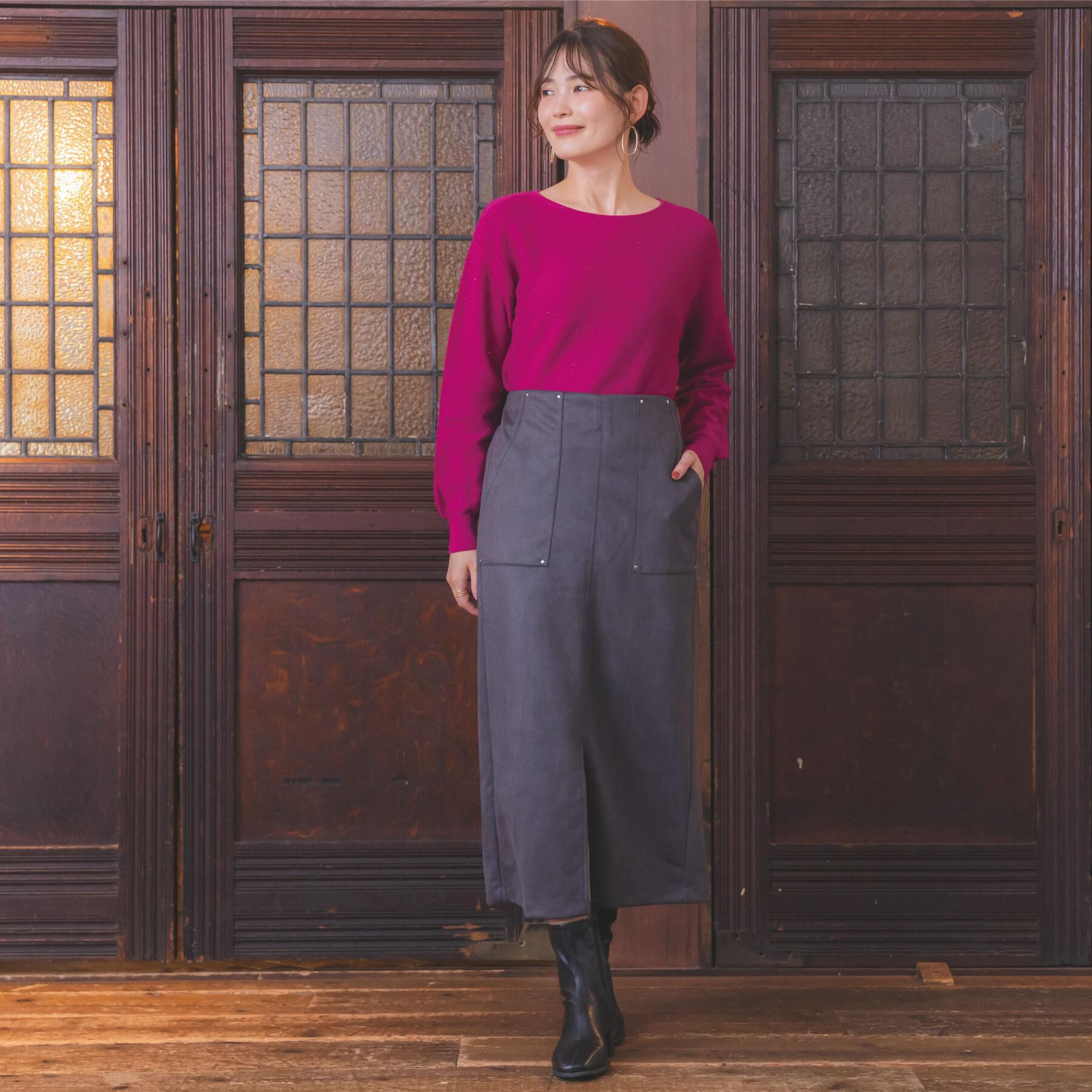 ITS&rsquo;DEMO「【手洗い可】バックパール調ラメニット」|ニット・セーター|