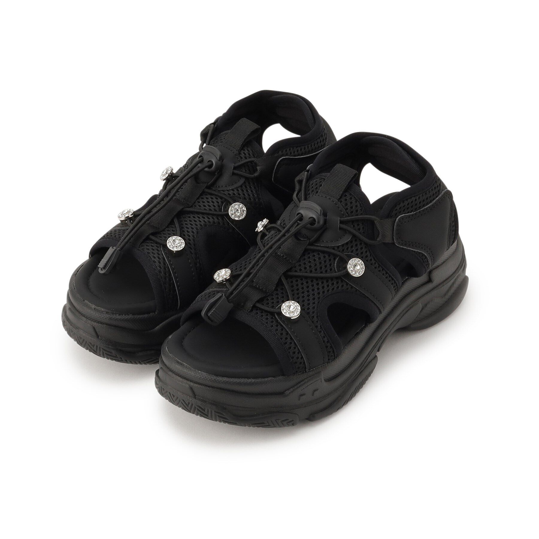 csT&P「軽量 厚底ビジュースポサン」|サンダル|ﾌﾞﾗｯｸ(019)