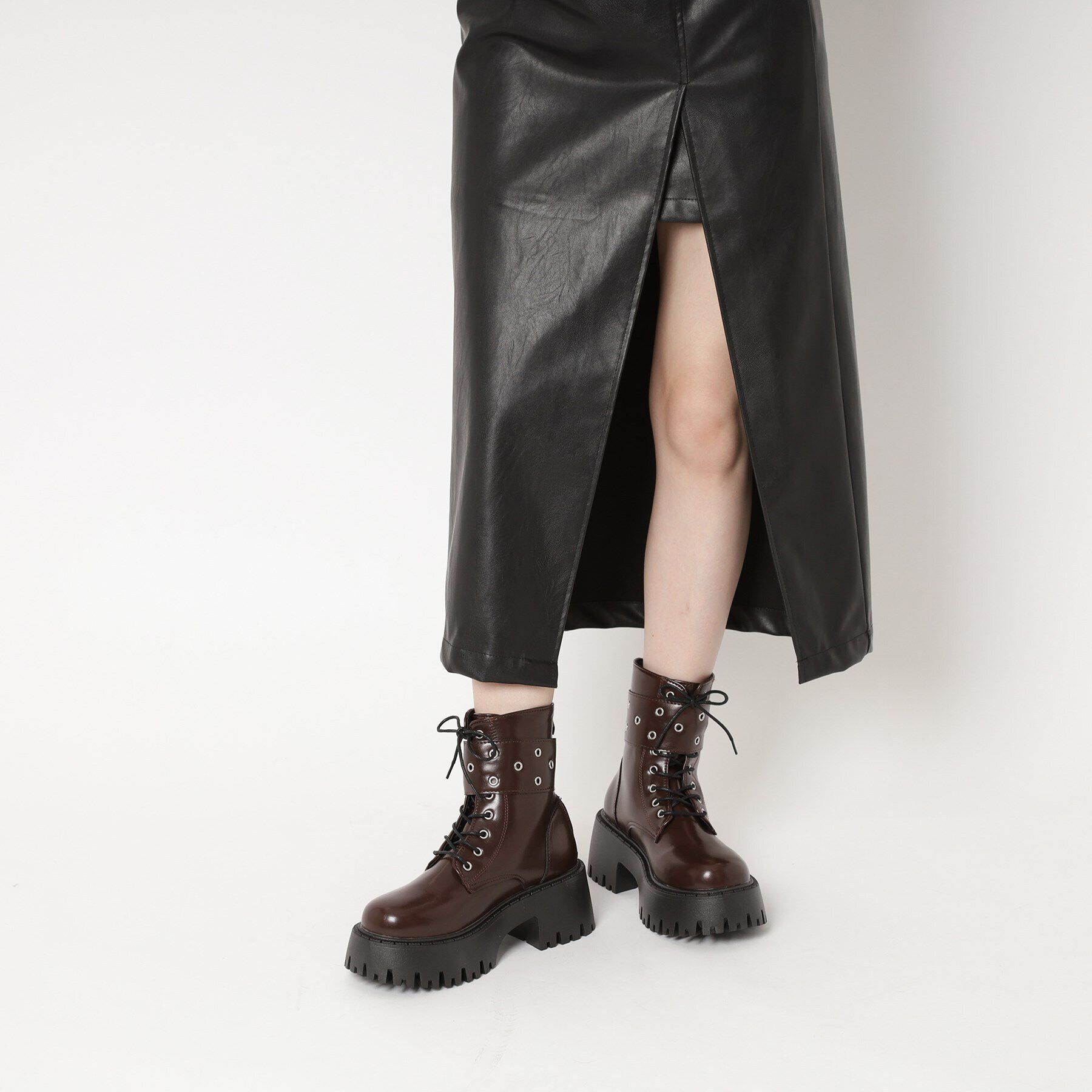 csT&P「厚底ダブルベルトレースアップブーツ」|ショートブーツ|