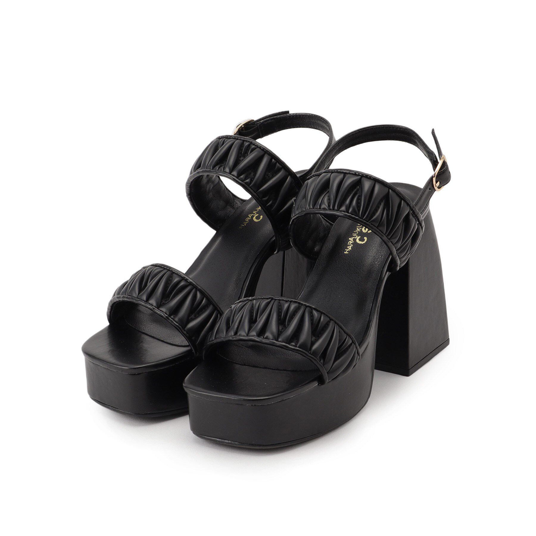 csT&P「ギャザーダブルベルト チャンキーヒールサンダル」|サンダル|