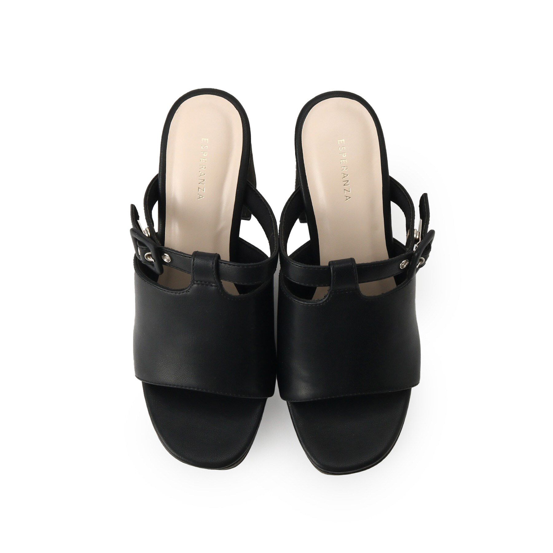 ESPERANZA「ミニバックルコルクヒールミュール」|サンダル|