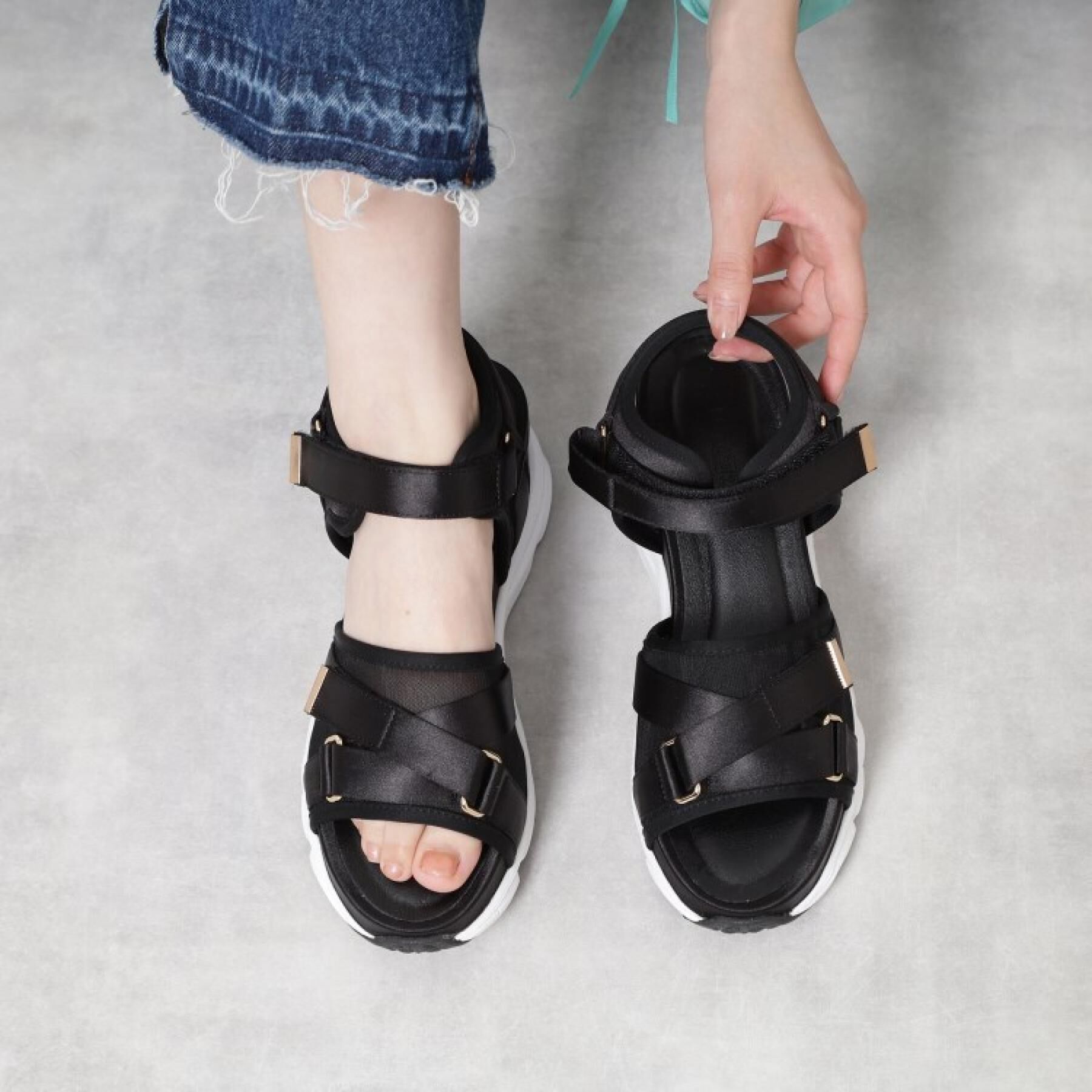 ESPERANZA「チュールベルトスポサン」|サンダル|ブラック(319)