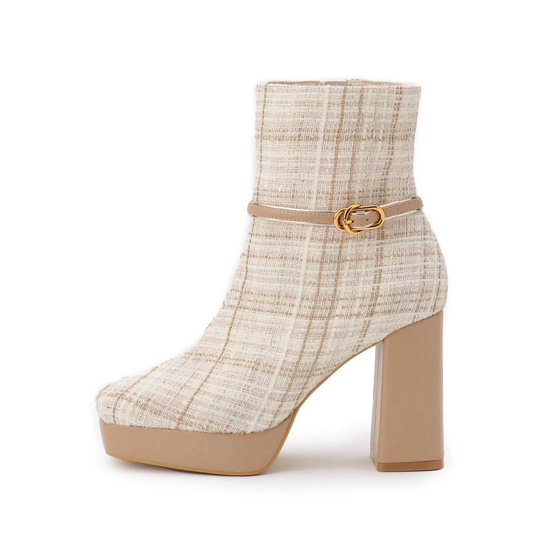 ESPERANZA「【EC先行販売】スクエアツイードショートブーツ」|ショートブーツ|