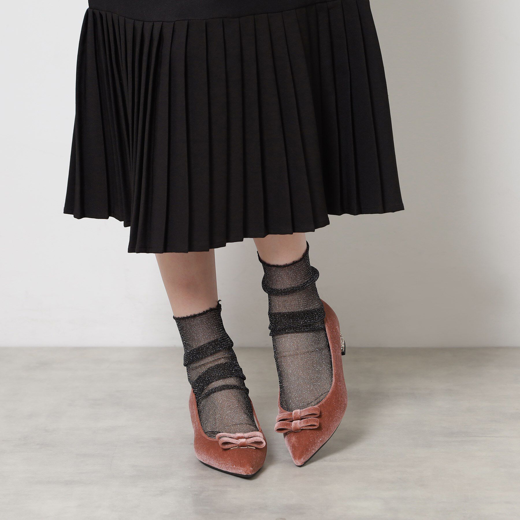 ESPERANZA「ラメベルベットダブルリボンパンプス」|パンプス|