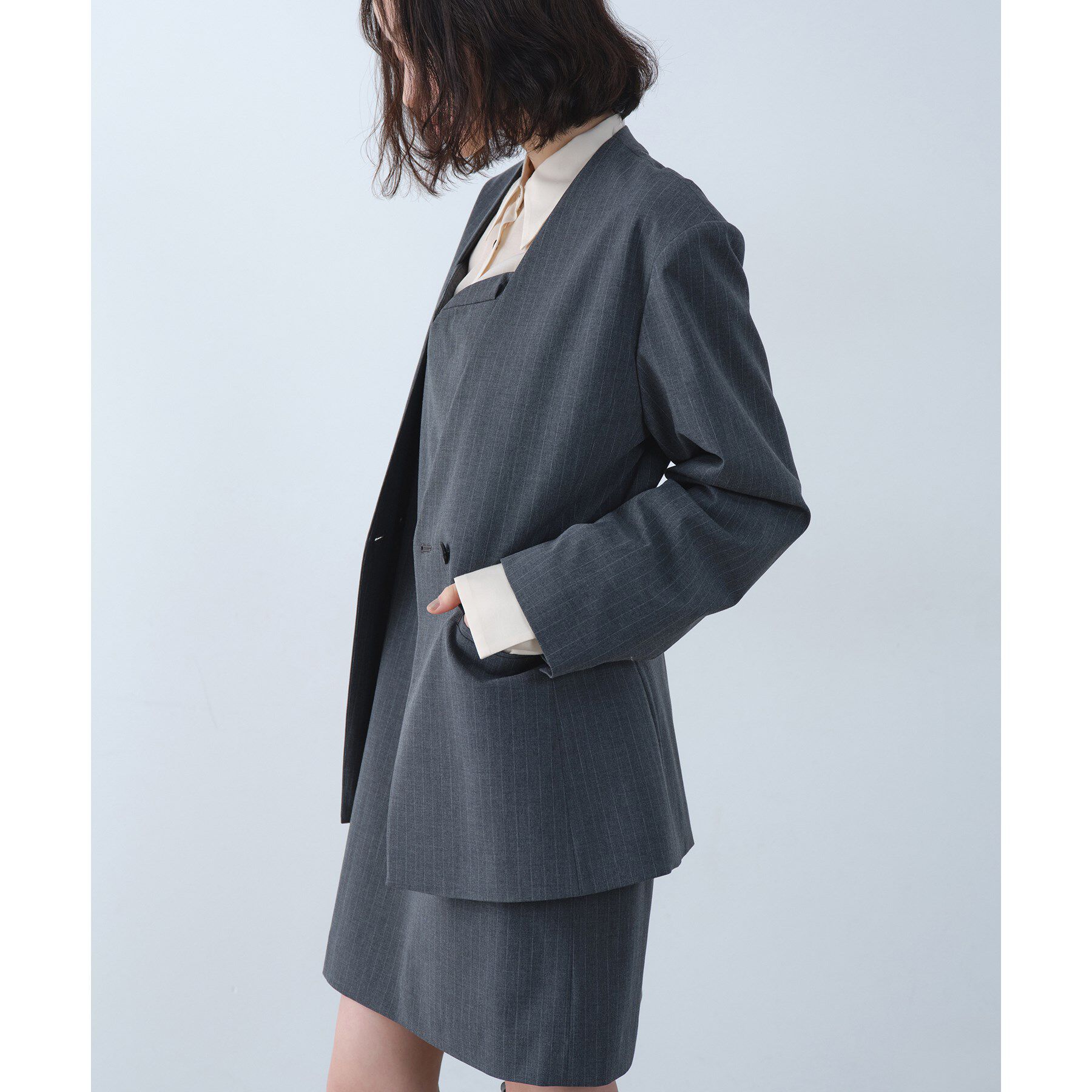 CODE A「tailored mood over jacket」|ノーカラージャケット|