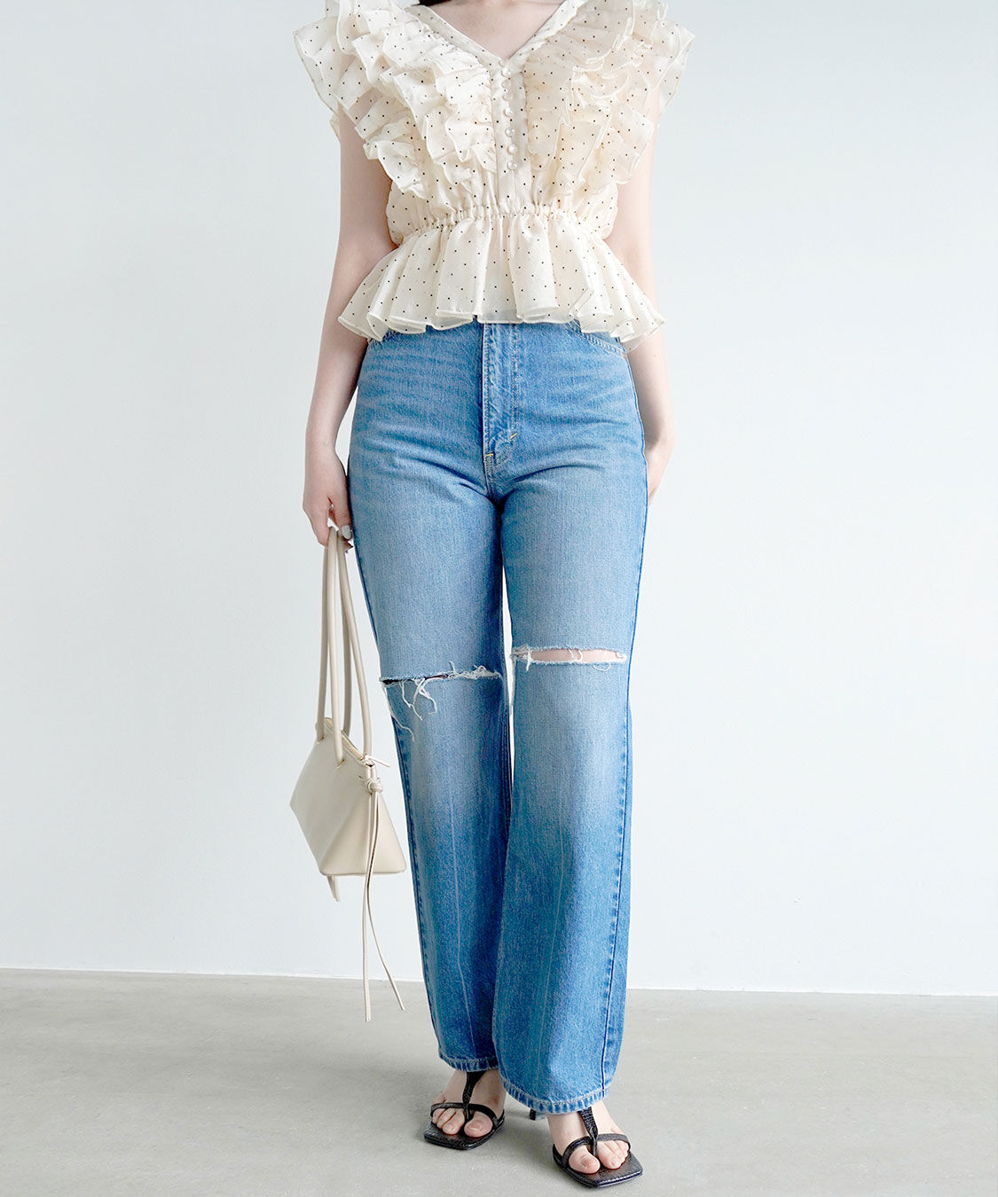 COCO DEAL「《COCO DEAL/Lee》ニースリットストレートデニムパンツ」|デニム|