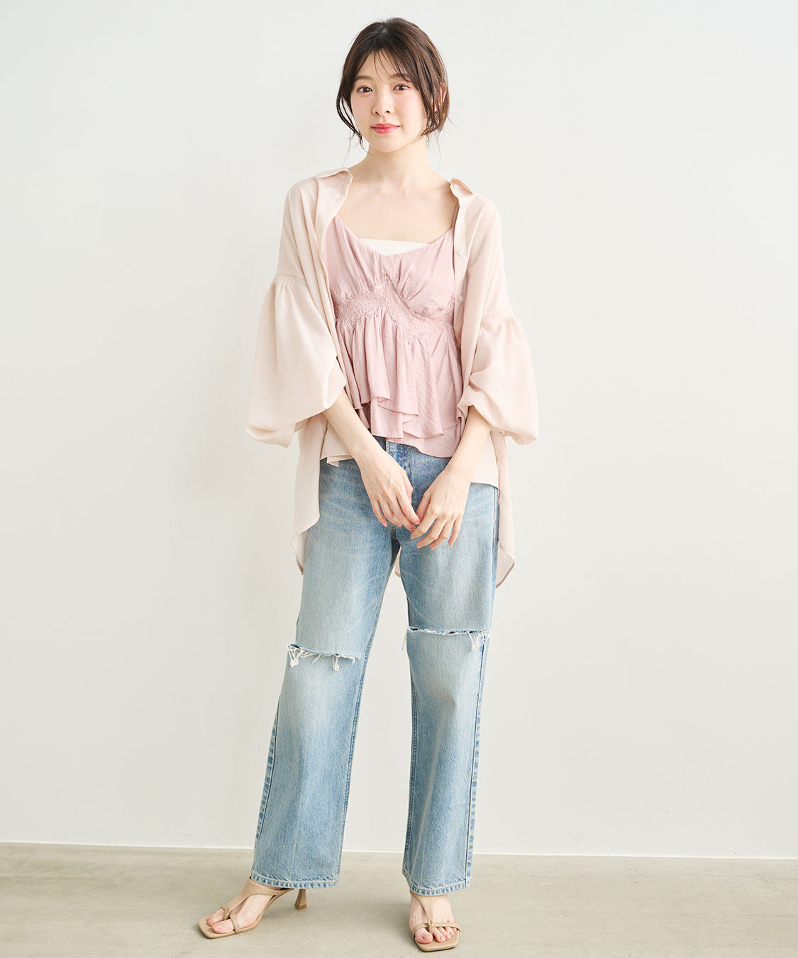 COCO DEAL「《COCO DEAL/Lee》ニースリットストレートデニムパンツ」|デニム|