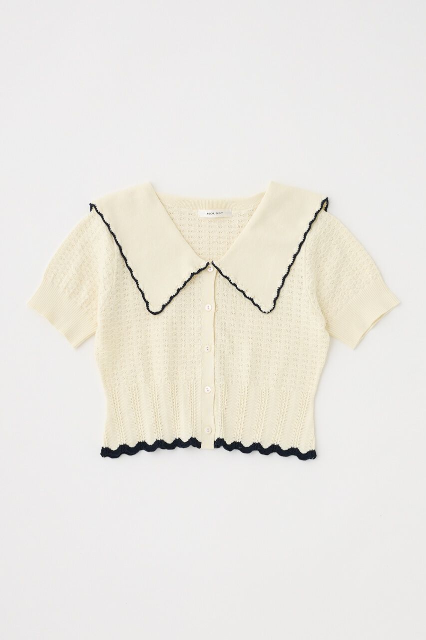 MOUSSY「KNIT LACEWORK COLLAR カーディガン」|ニット・セーター|