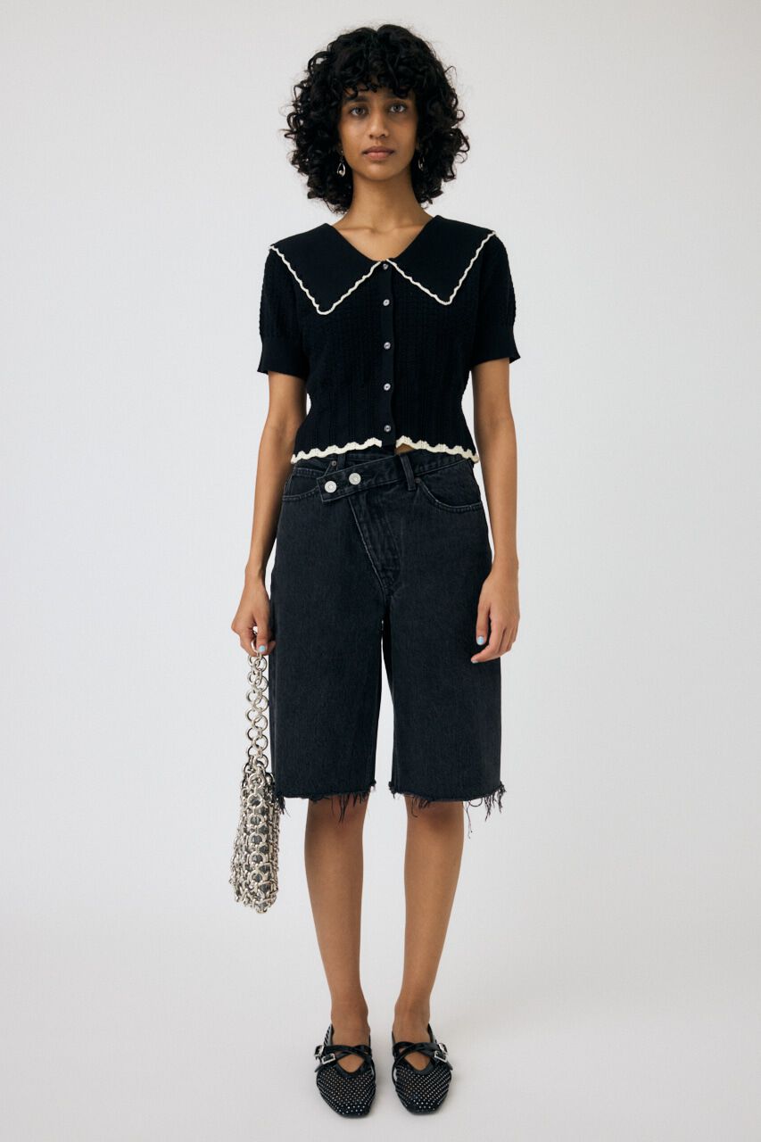 MOUSSY「KNIT LACEWORK COLLAR カーディガン」|ニット・セーター|