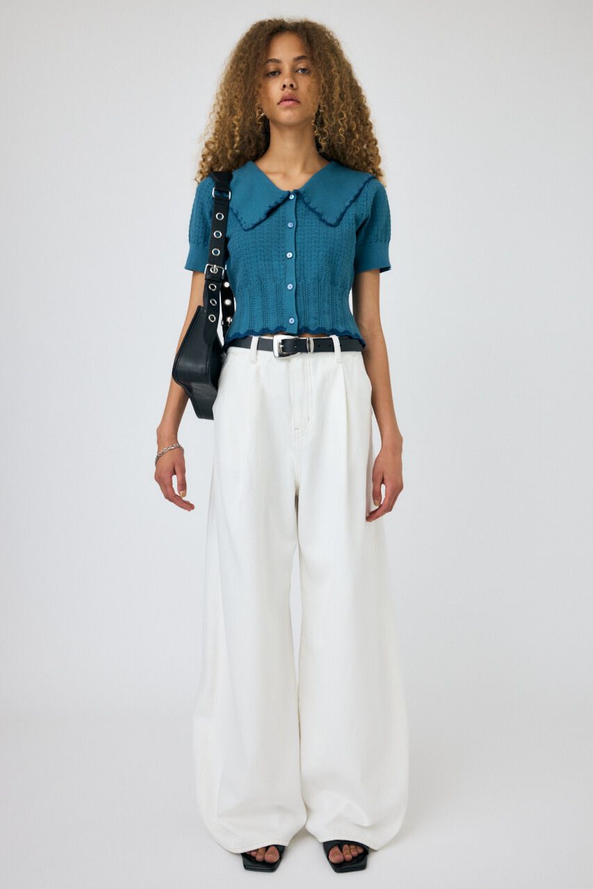 MOUSSY「KNIT LACEWORK COLLAR カーディガン」|ニット・セーター|