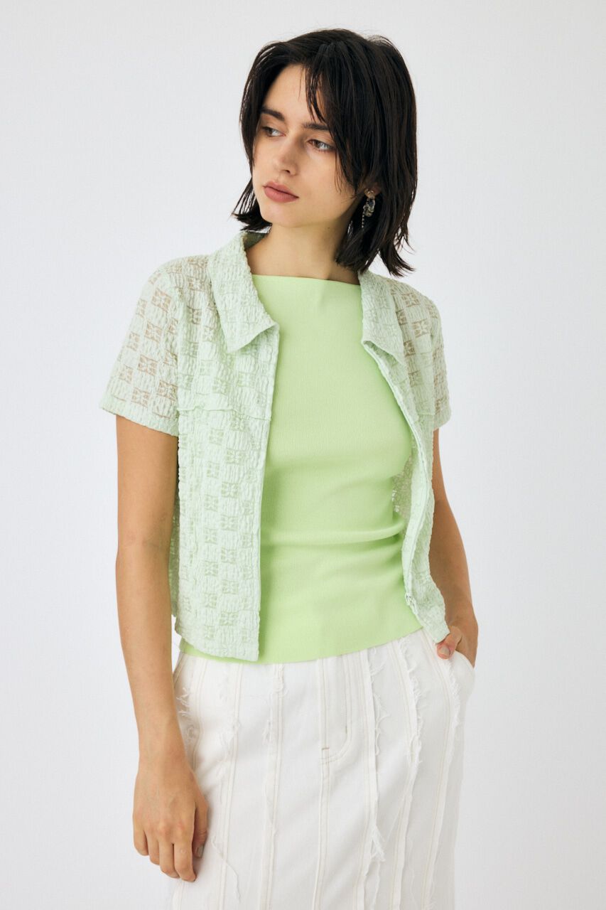 MOUSSY「LACY SWITCHING トップス」|Tシャツ・カットソー|L/GRN1