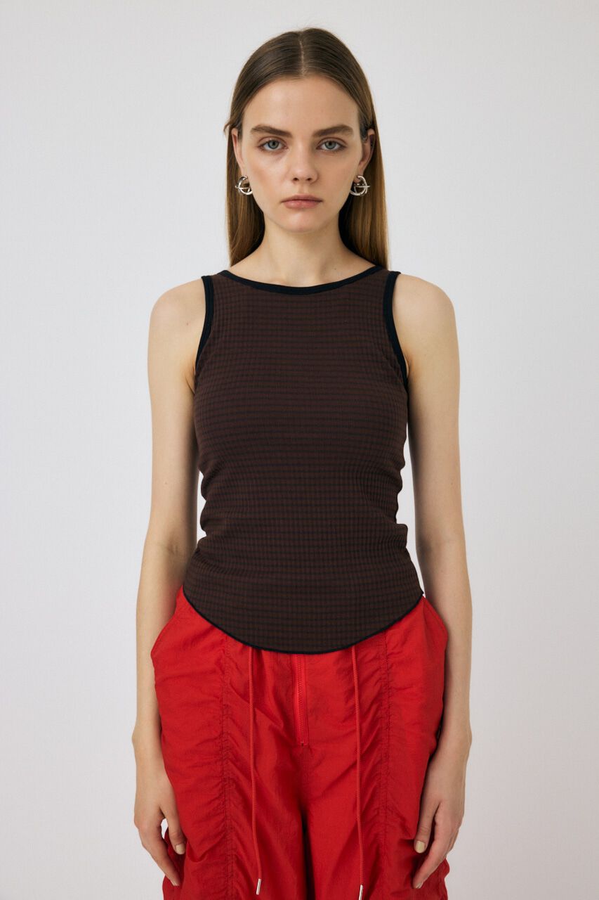 MOUSSY「CUP IN BORDER タンク」|タンクトップ|BRN