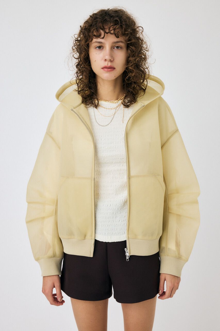 MOUSSY「SHEER CARDBOARD ジップアップフーディ」|パーカー|