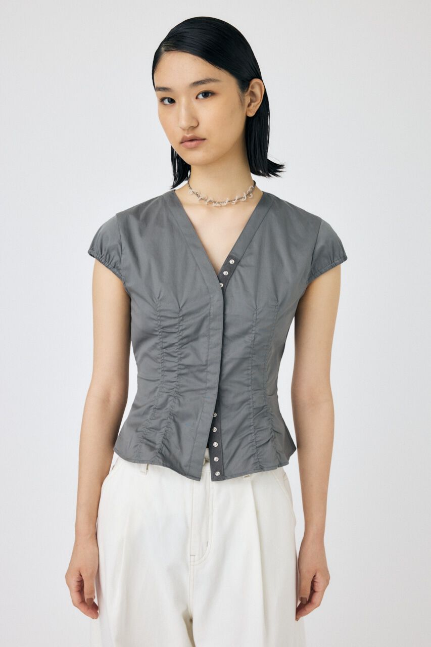 MOUSSY「CAPSLEEVE BUTTON シャツ」|シャツ・ブラウス|