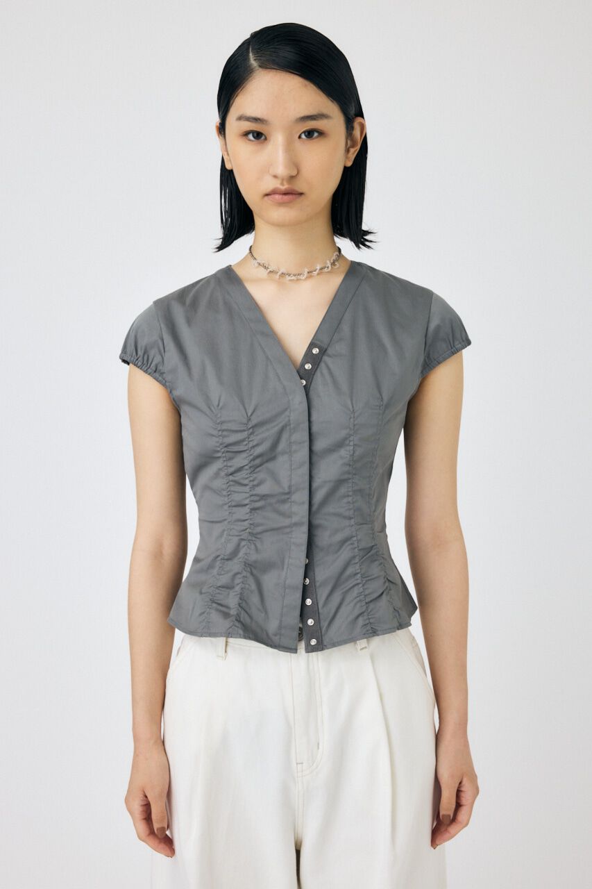 MOUSSY「CAPSLEEVE BUTTON シャツ」|シャツ・ブラウス|